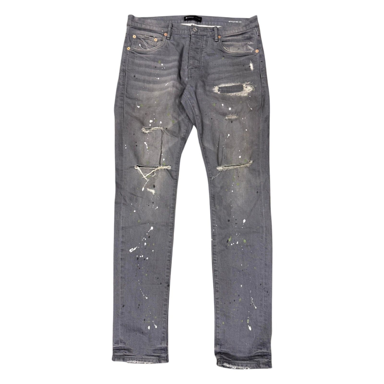 Purple Brand Purple Brand Paint Splatter Grey Jeans Size US 33 - 1 Thumbnail