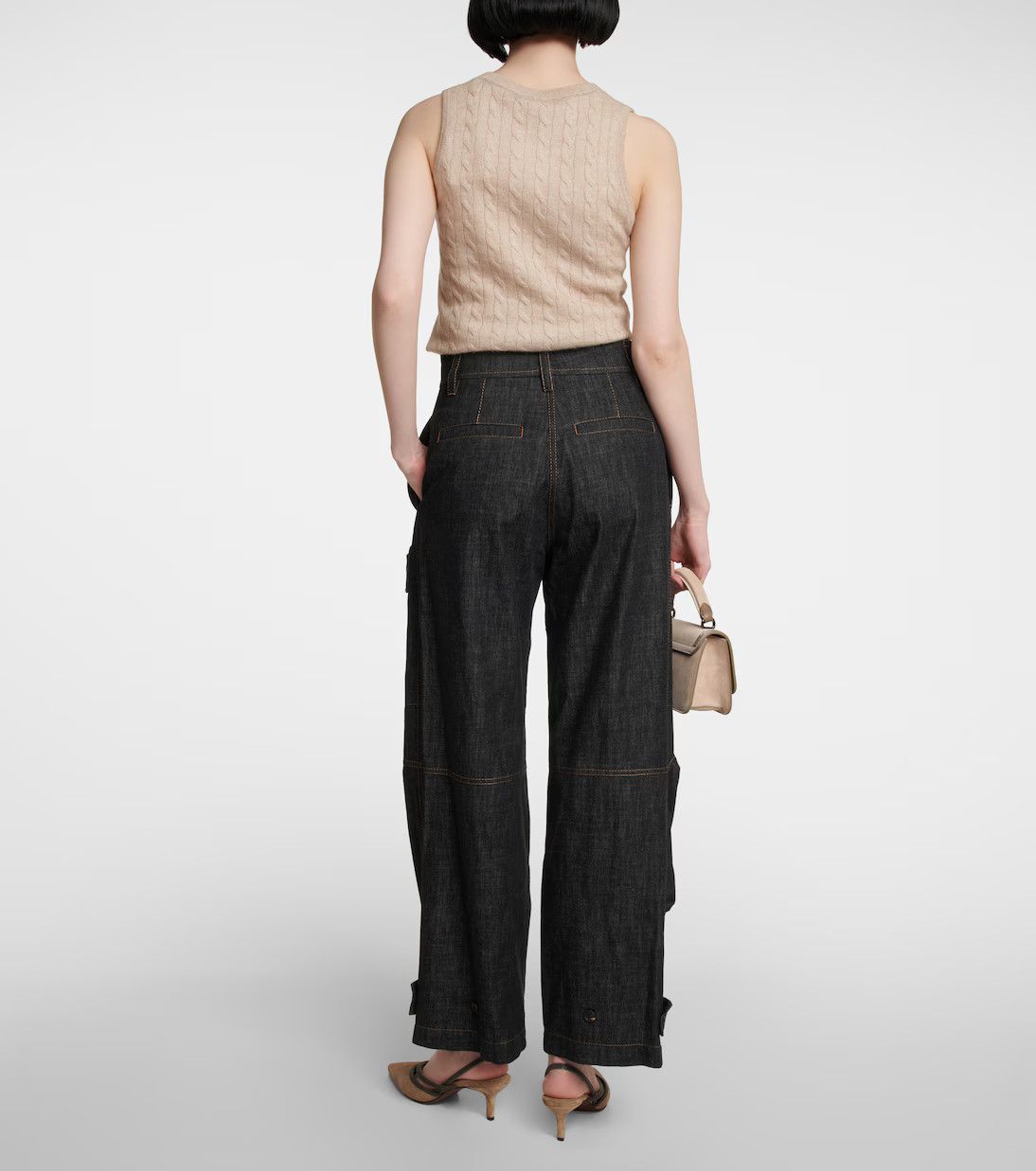 Brunello Cucinelli o1y0725 Denim Cargo Pant in Midnight Blue Size 27" / US 4 / IT 40 - 4 Thumbnail