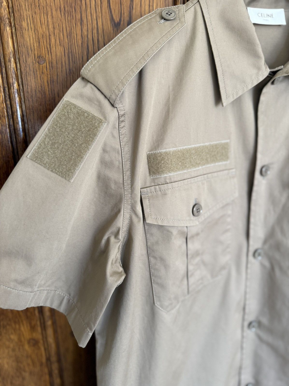 Celine SS23 $990 🤑 Celine military short sleeve shirt Hedi 41 L Size US L / EU 52-54 / 3 - 12 Thumbnail