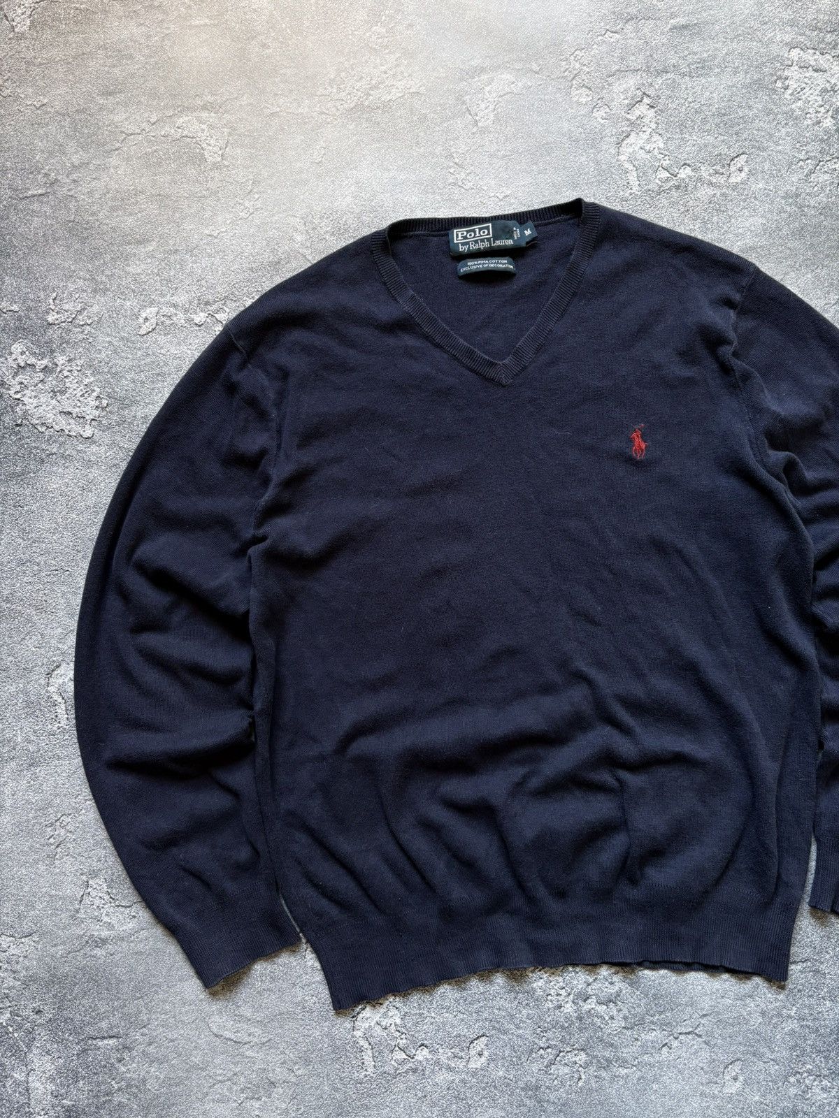 Polo Ralph Lauren Vintage Polo Ralph Lauren Small Pony V-Neck Mens Sweater Size US M / EU 48-50 / 2 - 2 Thumbnail