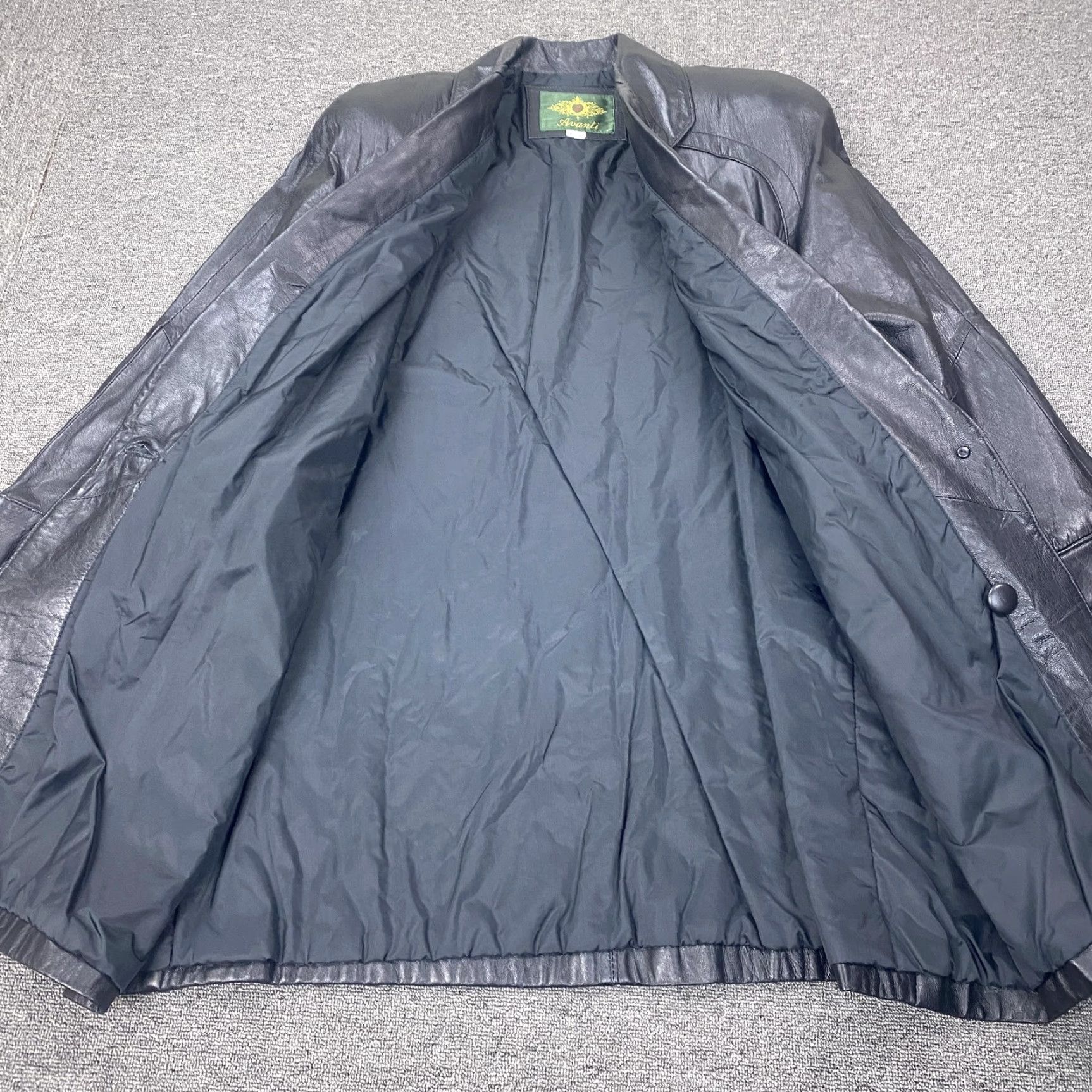 Vintage VINTAGE Avanti Leather Coat Womens Large Black Long Overcoat 80s Shoulder Pads Size L / US 10 / IT 46 - 4 Thumbnail