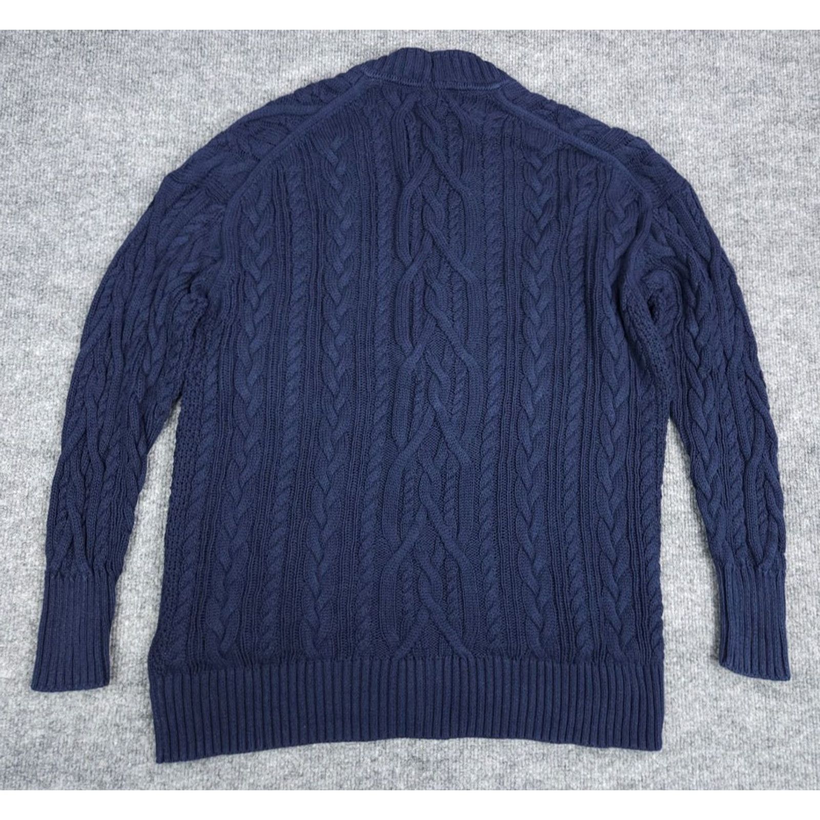 J.Crew J.CREW Cable Knit Cardigan Women's Small Blue Fisherman Knit Button Pockets Size S / US 4 / IT 40 - 4 Thumbnail
