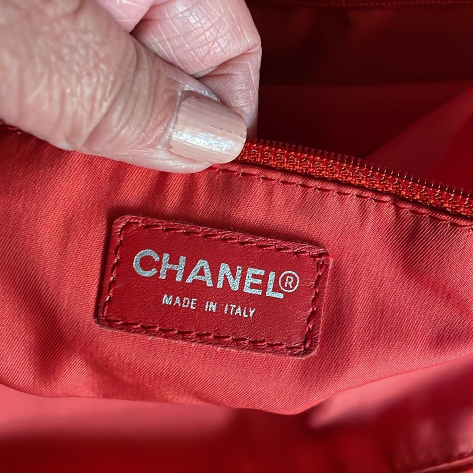 Chanel Traveline Canvas Tote Bag Orange/Red - Pre-Loved