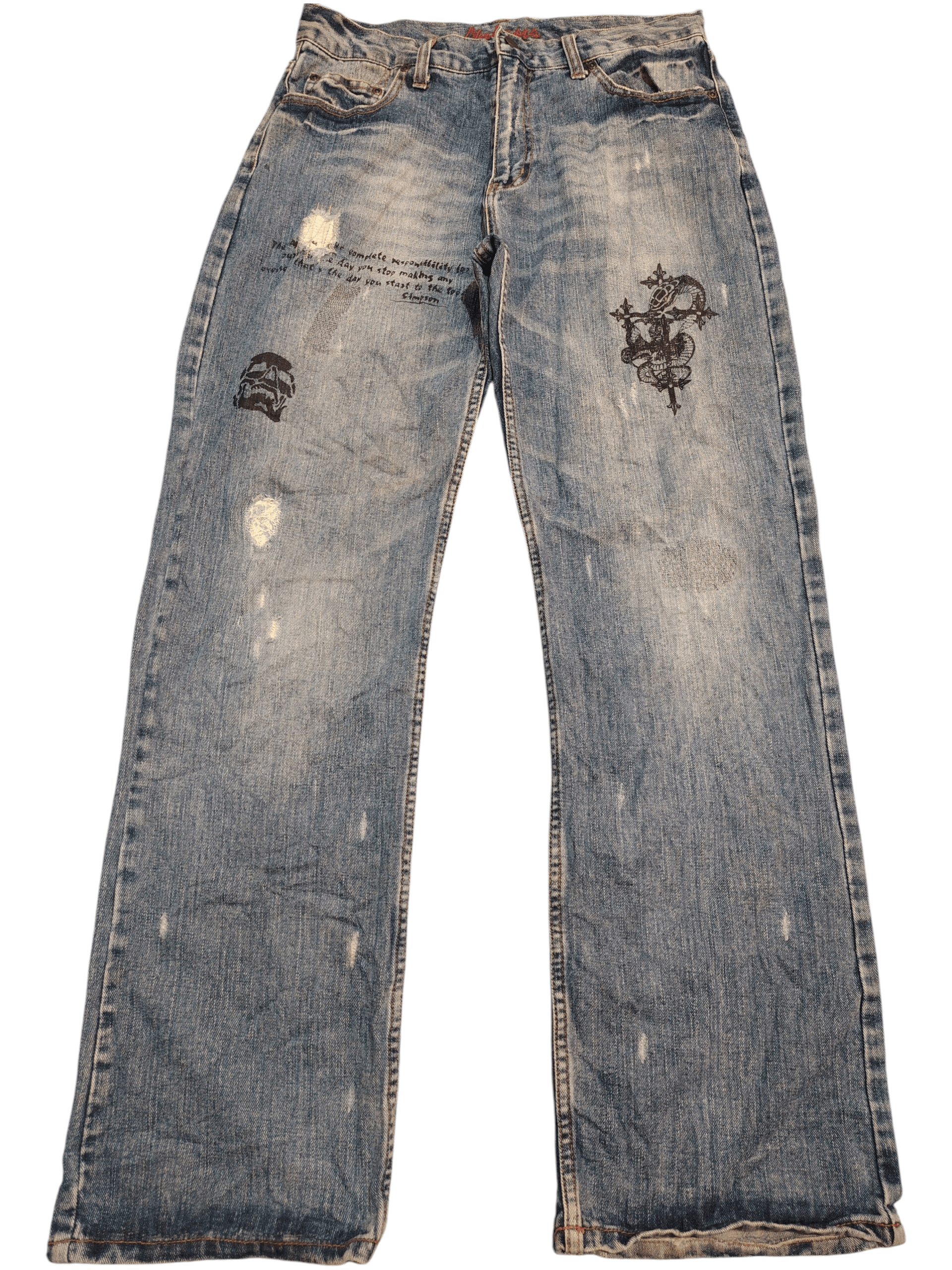 Who Decides War Japanese Nylaus Jeans Distressed denim Size US 32 / EU 48 - 1 Thumbnail