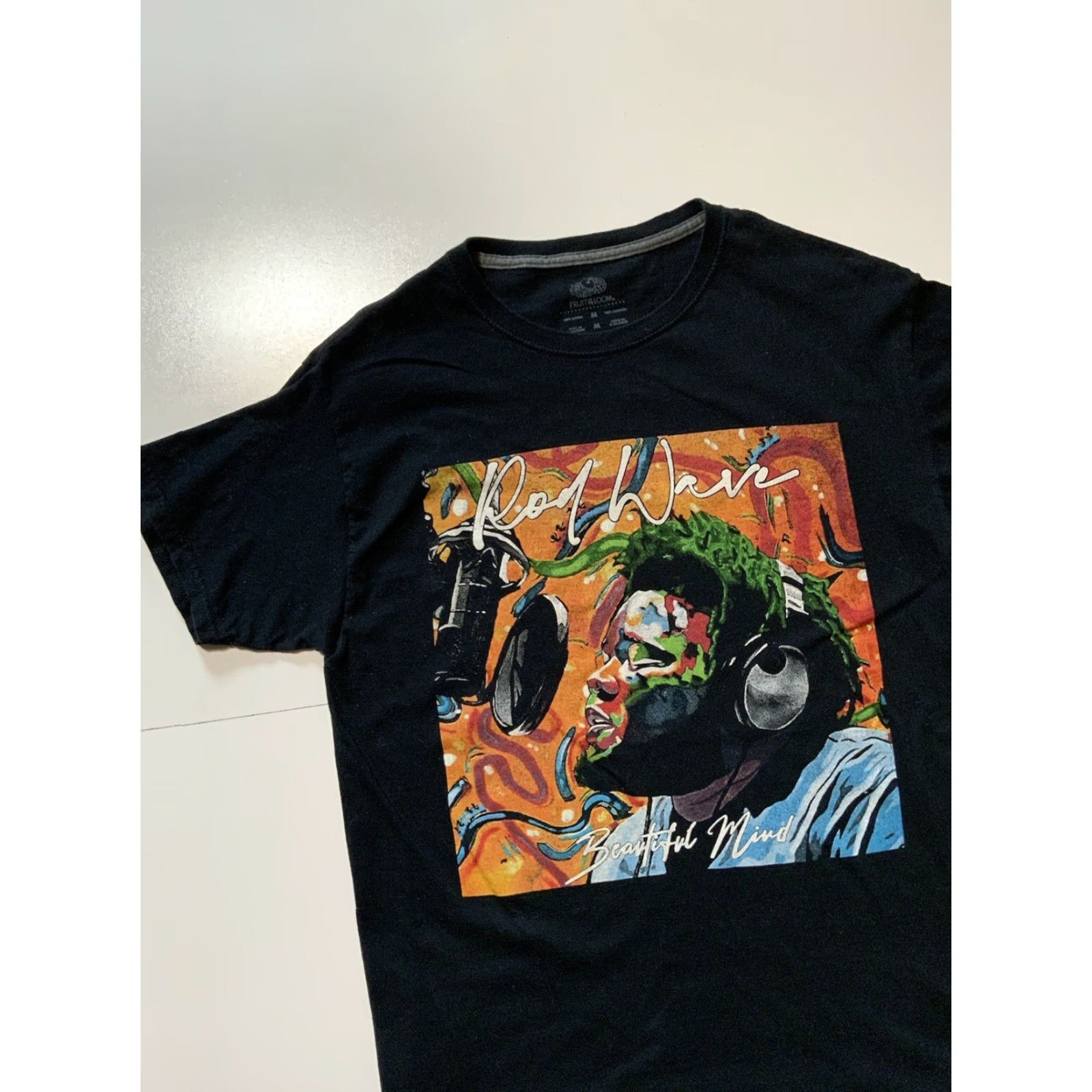 Fruit Of The Loom VINTAGE Rod Wave Beautiful Mind 2022 Tour T-Shirt MD Men M Black Concert T-Shirt Size US M / EU 48-50 / 2 - 3 Thumbnail