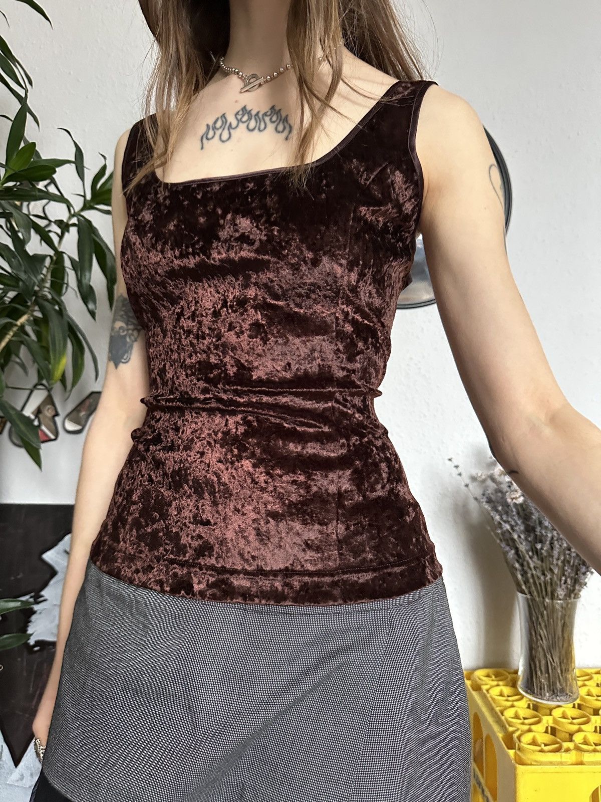 Victoria's Secret × Vintage Vintage Victoria Secret Velvet Crop Top y2k Size L / US 10 / IT 46 - 6 Thumbnail