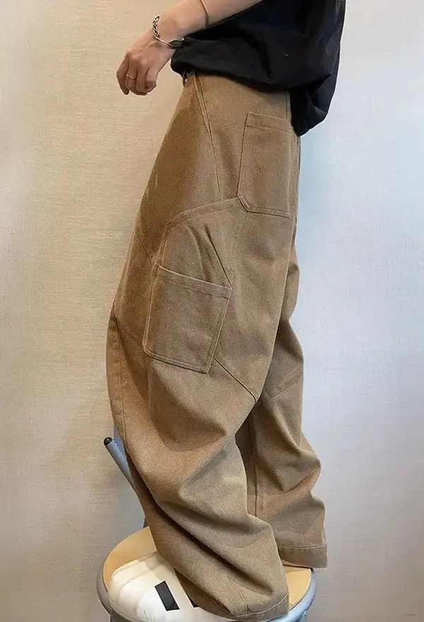 Japanese Brand Fumina x Erika Street Washed Loose Fit Khaki Work Pants Size US 28 / EU 44 - 7 Thumbnail