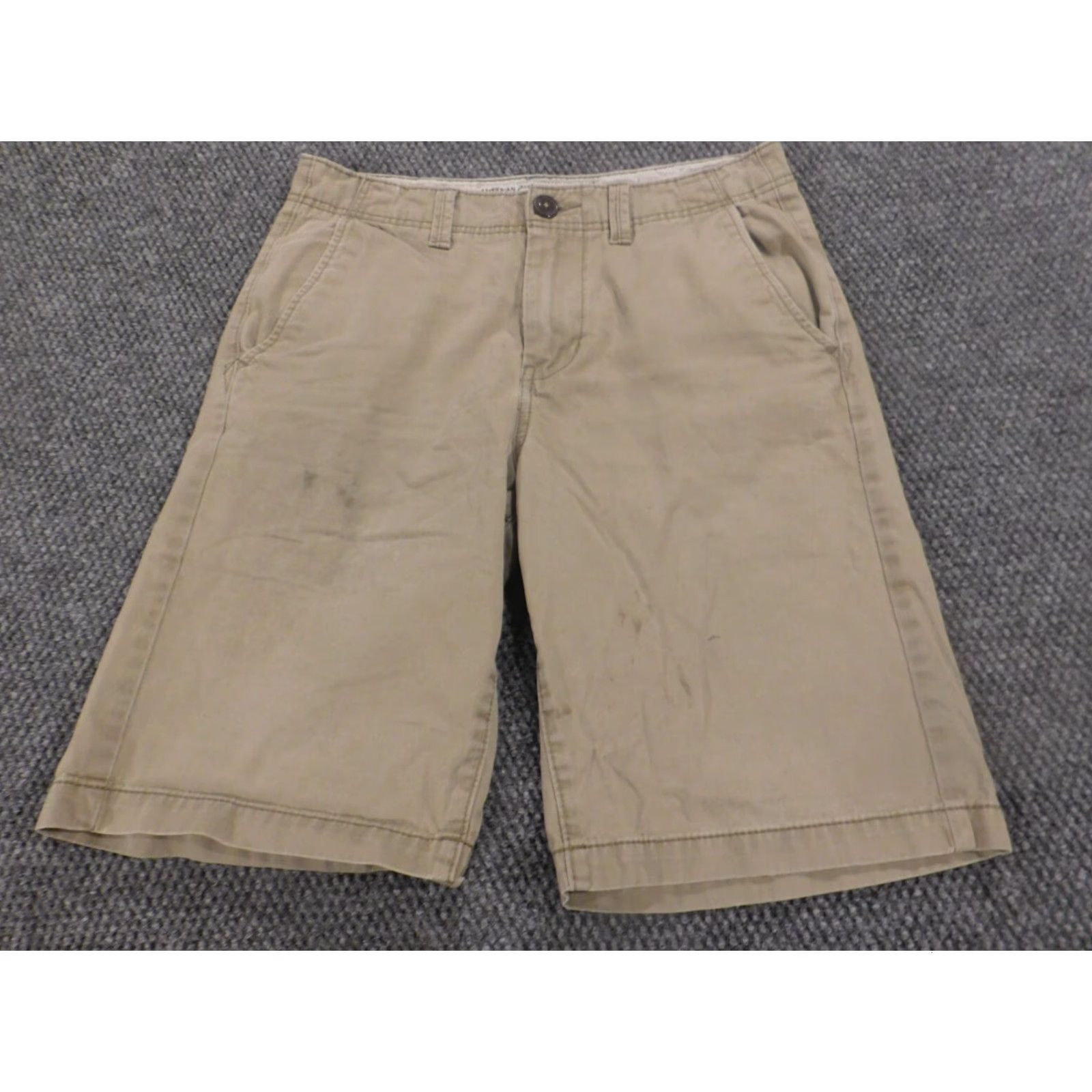 American Eagle Outfitters American Eagle Outfitters Mens Shorts 28 Beige Longboard Chino Regular Classic Flat Front Logo Knit Cotton Casual - Mens - 28 Size US 28 / EU 44 - 2 Thumbnail