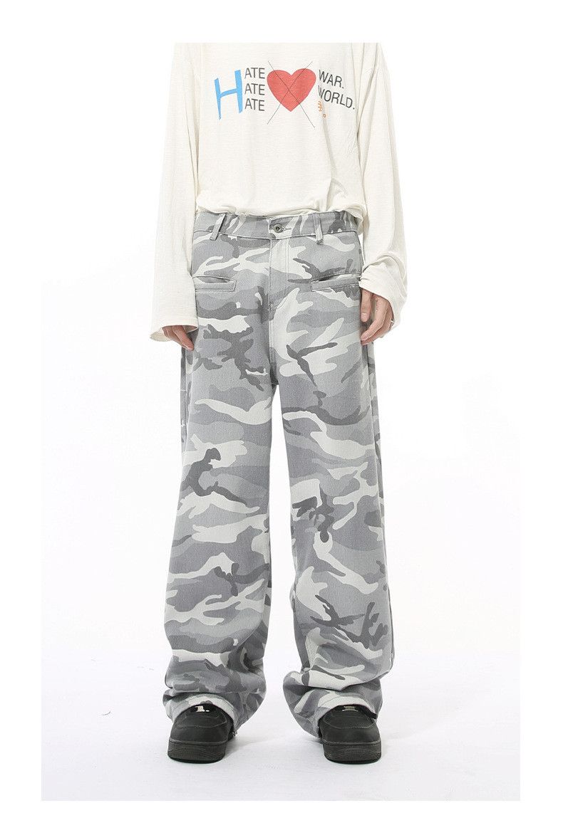 Japanese Brand × Jean High street washed camouflage straight cargo jeans y2k Size US 32 / EU 48 - 1 Thumbnail