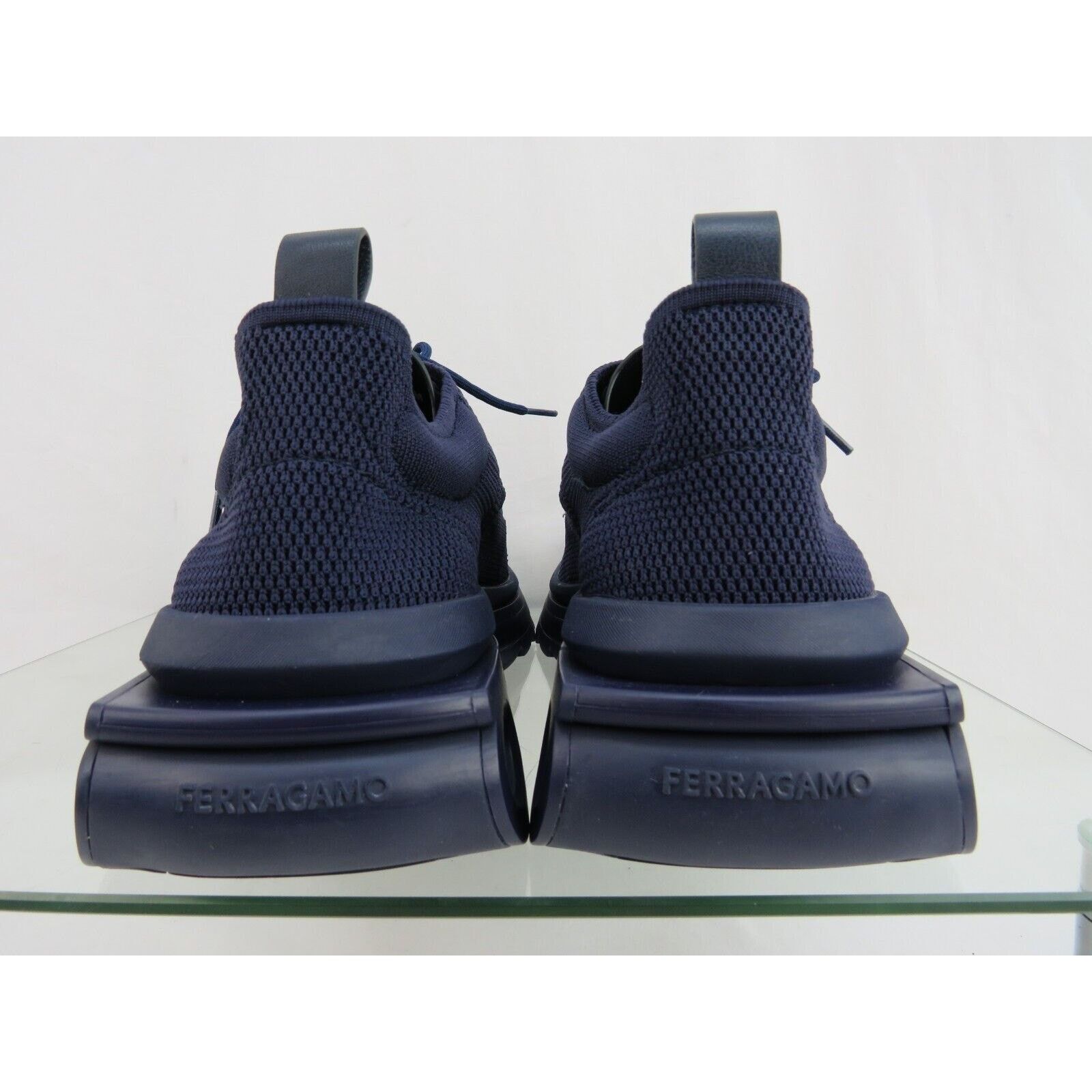 Salvatore Ferragamo FERRAGAMO DARK BLUE NIMA LEATHER MESH LOGO SNEAKERS 12 45 Size US 12 / EU 45 - 12 Thumbnail