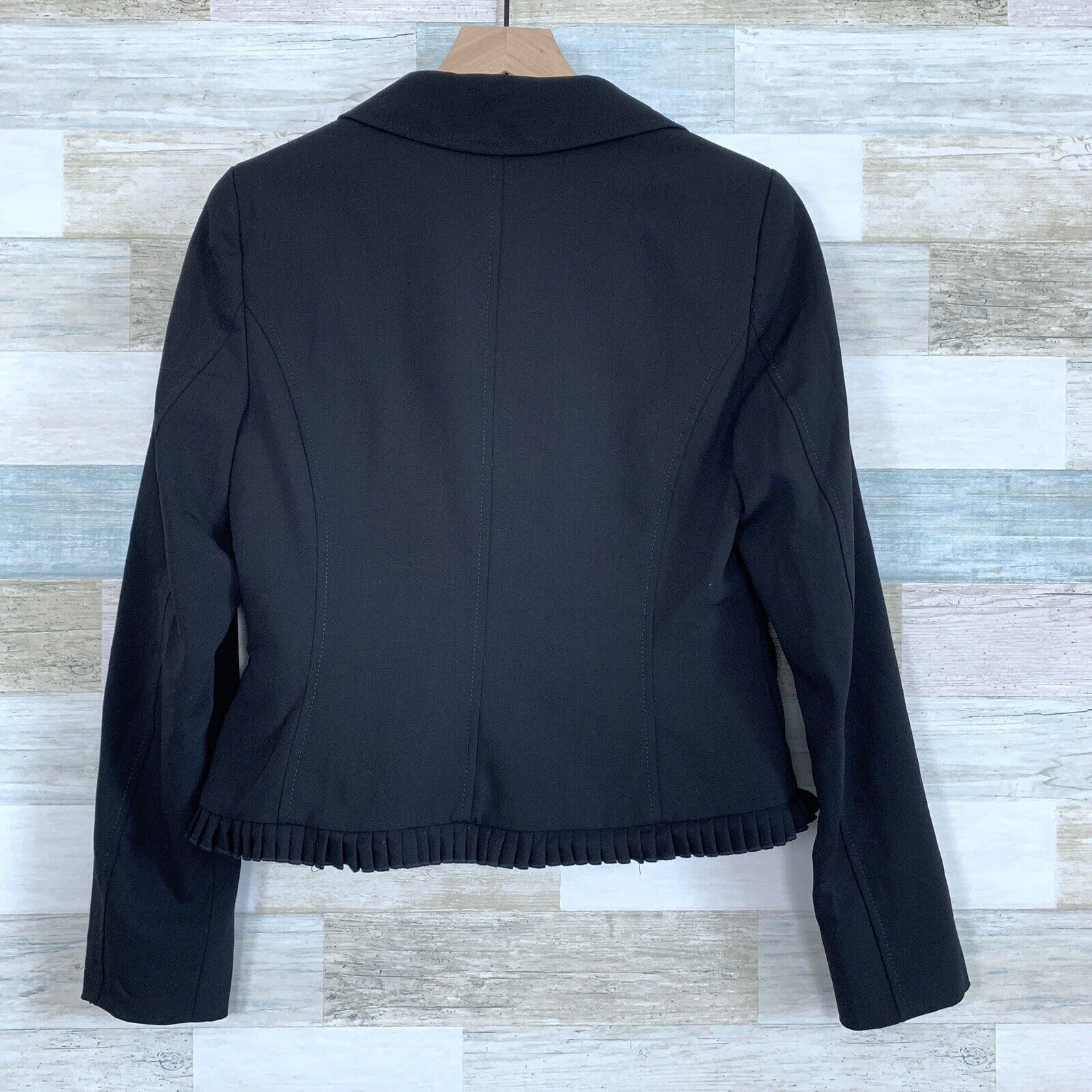 Other Worth Wool Ruffle Blazer Jacket Black Ruffle Hem Cropped 4 Size S / US 4 / IT 40 - 5 Thumbnail