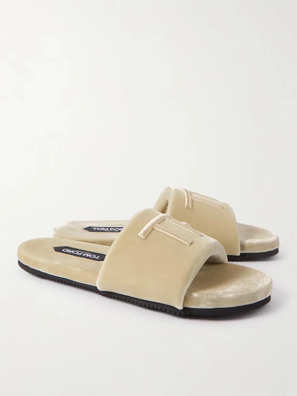 Tom Ford o1w1db11224 J1376T Velvet Slides in Beige Size US 9 / EU 42 - 2 Thumbnail