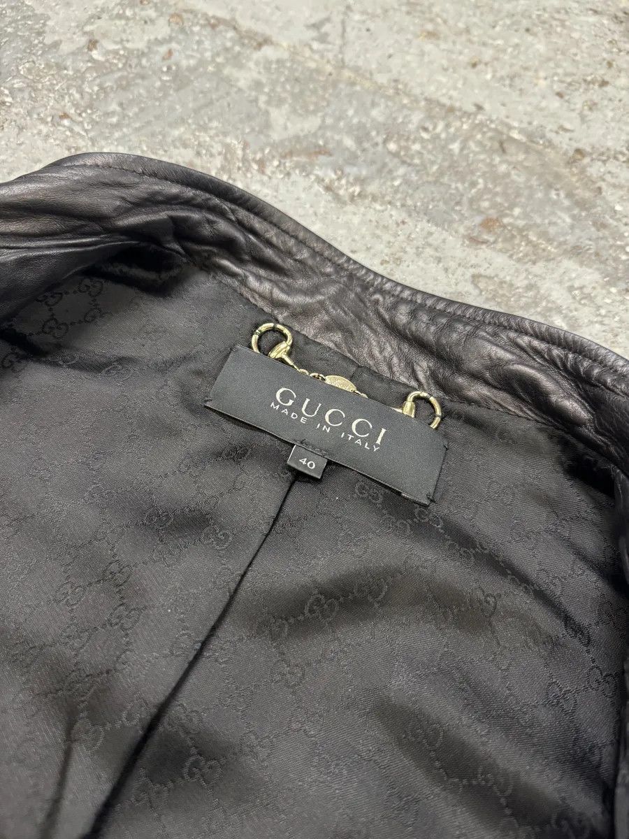 Gucci 2000s Gucci Asymmetrical Black Leather Jacket Size S / US 4 / IT 40 - 9 Thumbnail