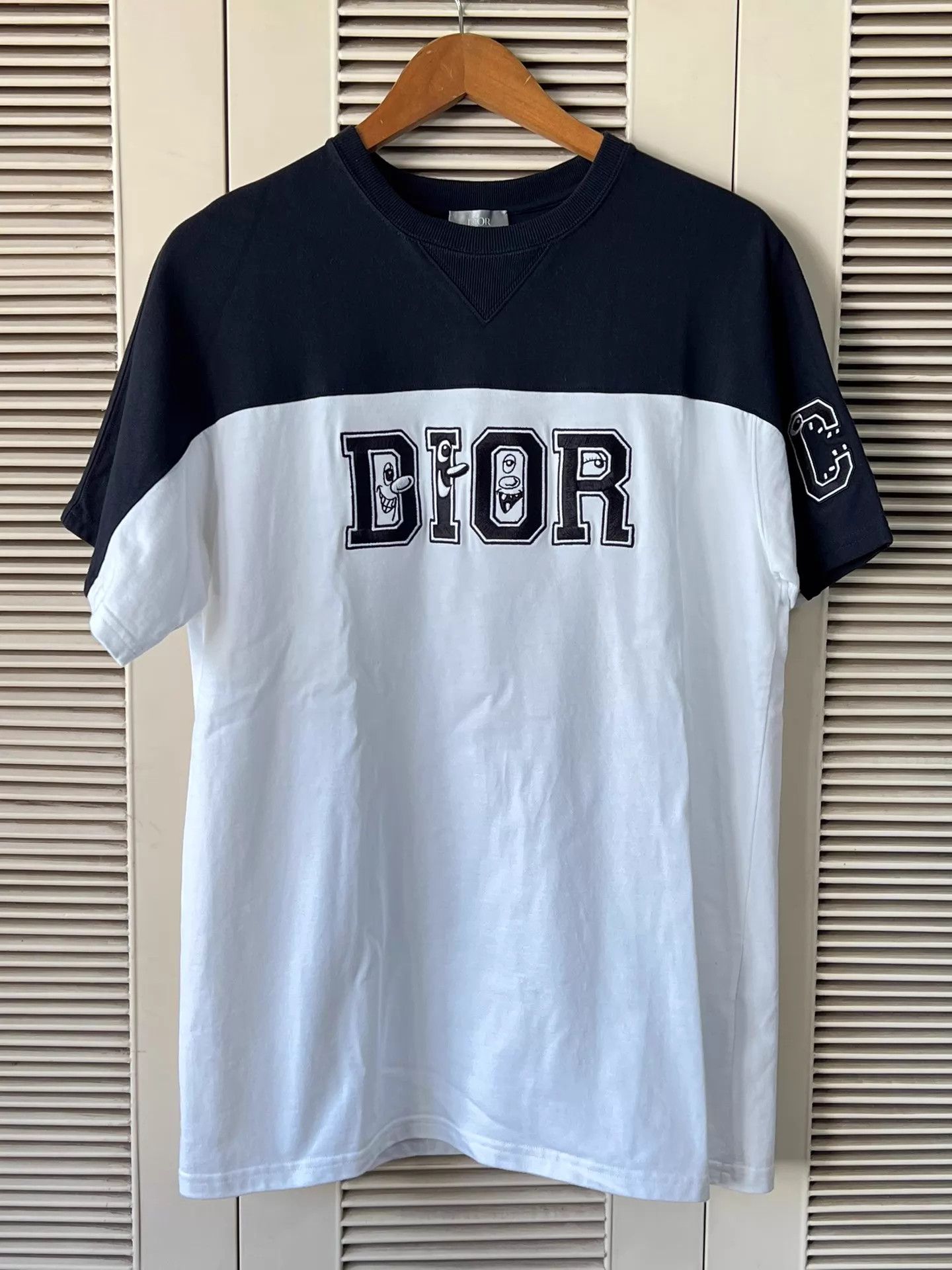 Dior Dior Black/White Colorblock Big Logo Sleeve Embro Tee M Size US M / EU 48-50 / 2 - 1 Thumbnail