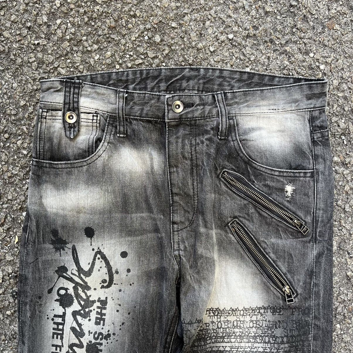 Hysteric Glamour Japanese Vintage SPINASH Skull Poem Punk Jeans Faded Denim Size US 31 - 4 Thumbnail