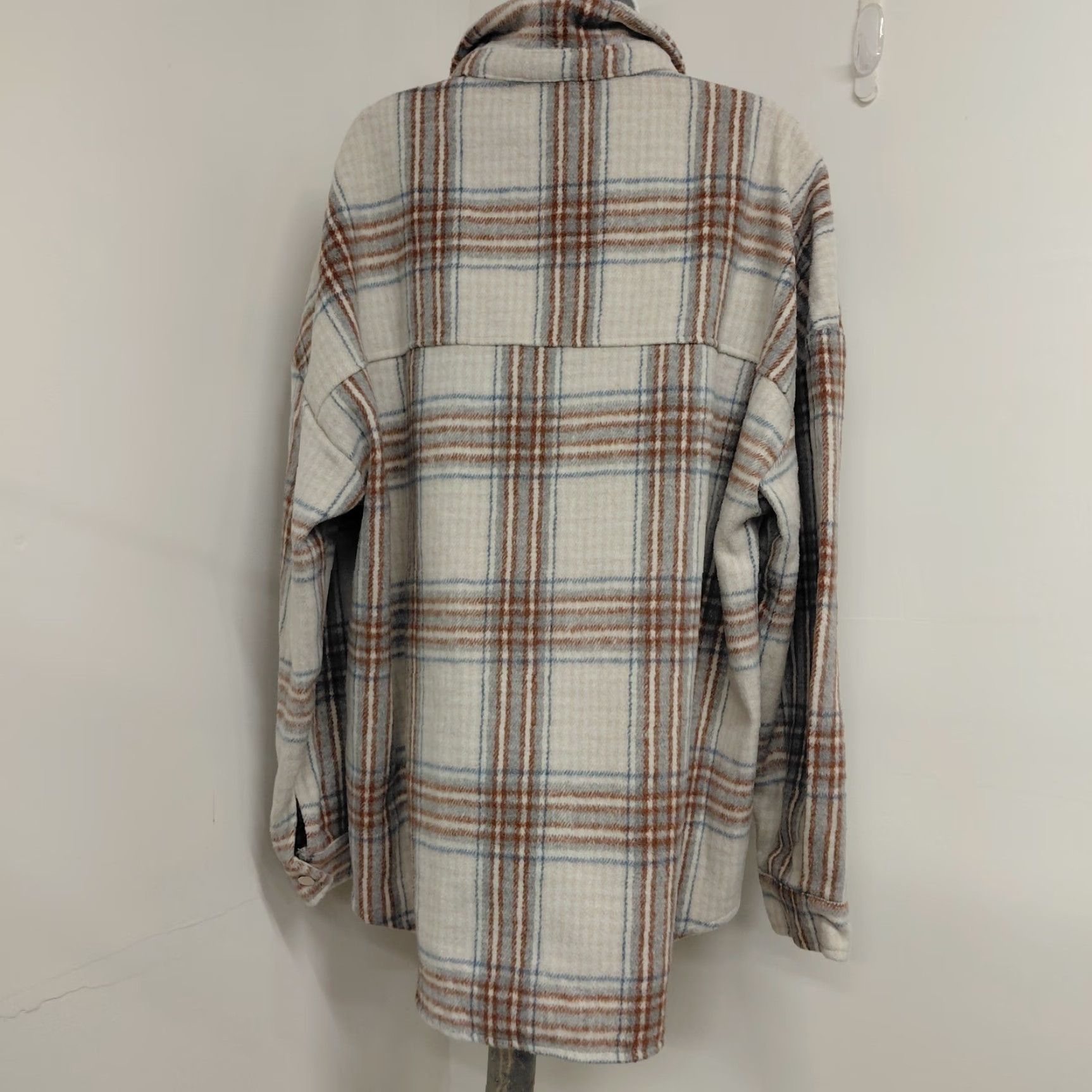 Vintage Women's Pullover Jacket Size 2XL Tan/Blue Pocket Plaid Half Zip Sweatshirt Shirt Size XXL / US 16-18 / IT 52-54 - 7 Thumbnail