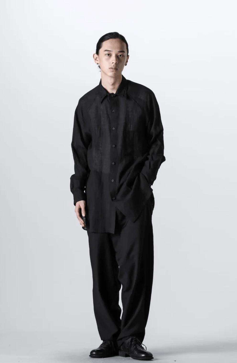 Yohji Yamamoto Yohji Yamamoto Pour Homme - Linen ATTACHED COLLAR BLOUSE Size US M / EU 48-50 / 2 - 8 Thumbnail