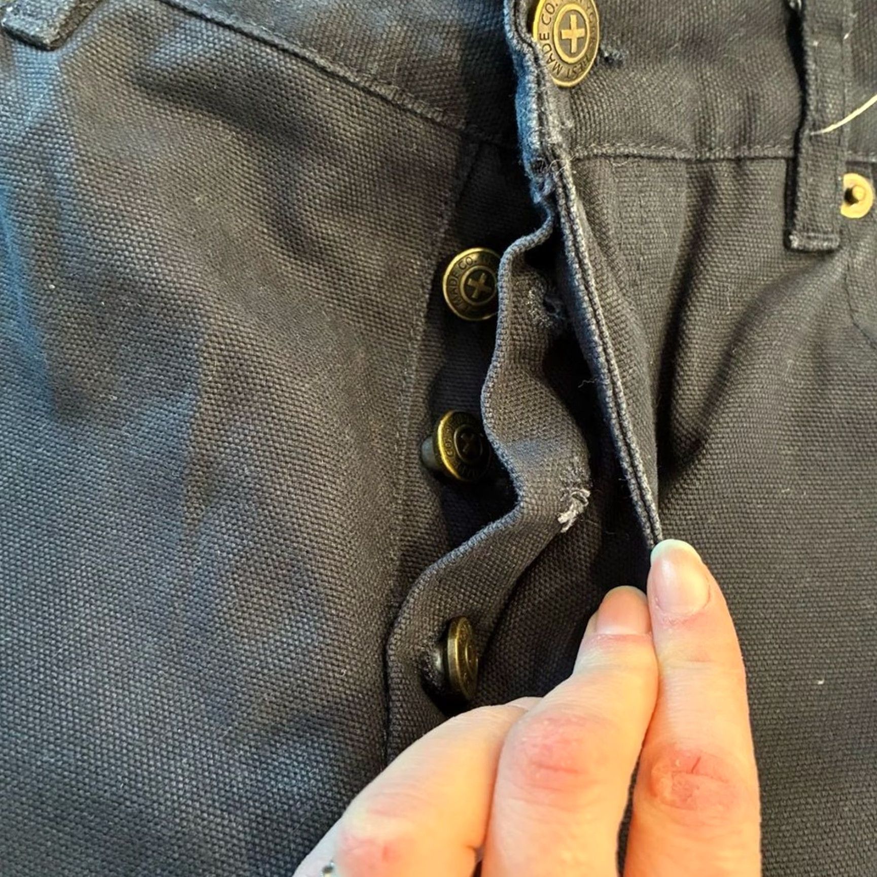 Doublet BEST MADE CO. Men’s Canvas Field Pant Navy Double Knee Button Fly 32 Carpenter Regular 33in Inseam Men Size US 32 / EU 48 - 4 Thumbnail