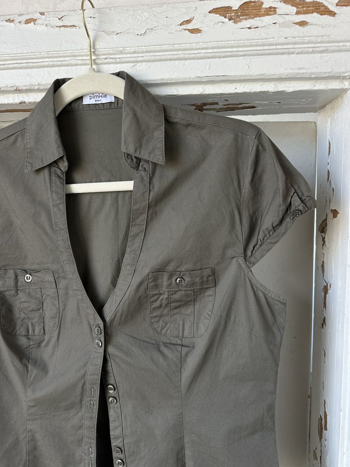 Japanese Brand × Vintage Vintage Khaki Shirt Size M / US 6-8 / IT 42-44 - 4 Thumbnail
