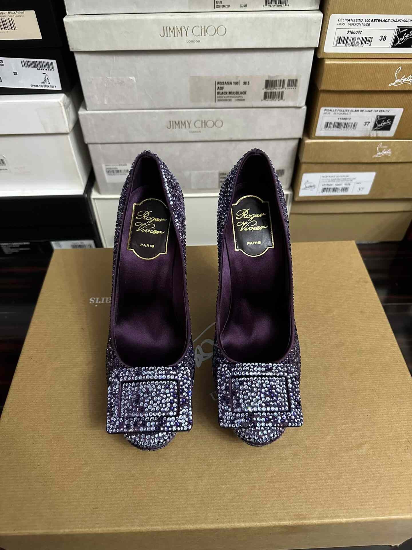 Roger Vivier Roger Vivier Purple Crystal Shoes Size US 4 / IT 34 - 1 Thumbnail