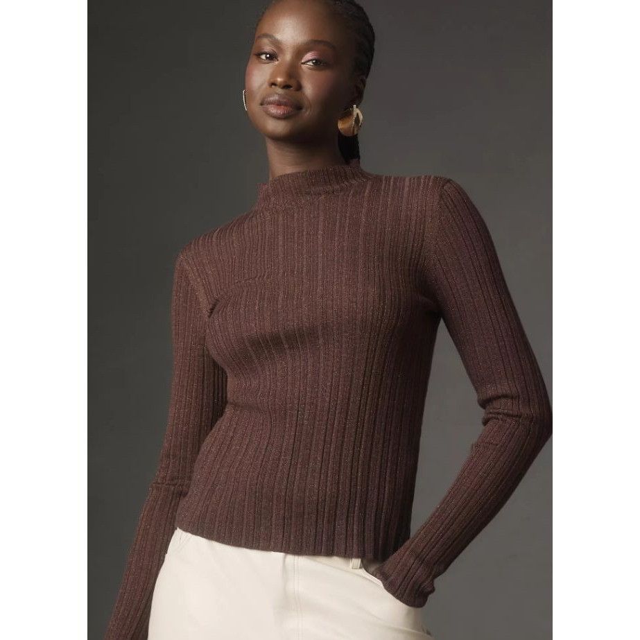Anthropologie Anthropologie Pilcro Ribbed Long Sleeve Top Brown L Size L / US 10 / IT 46 - 1 Thumbnail