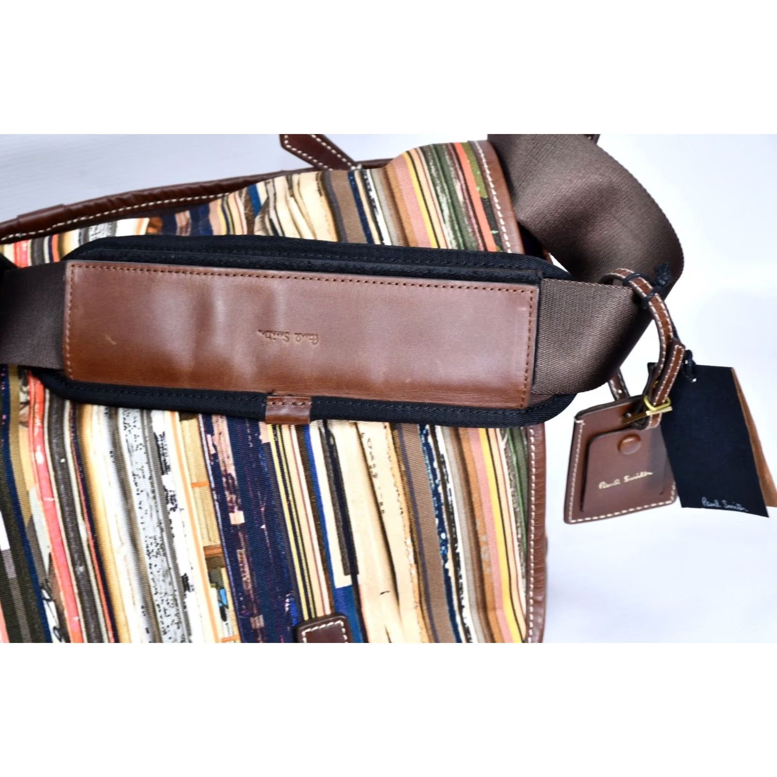 Paul Smith Paul Smith Striped Messenger Bag Multicoloured Men Large Cotton Leather Vintage: No Size ONE SIZE - 6 Thumbnail
