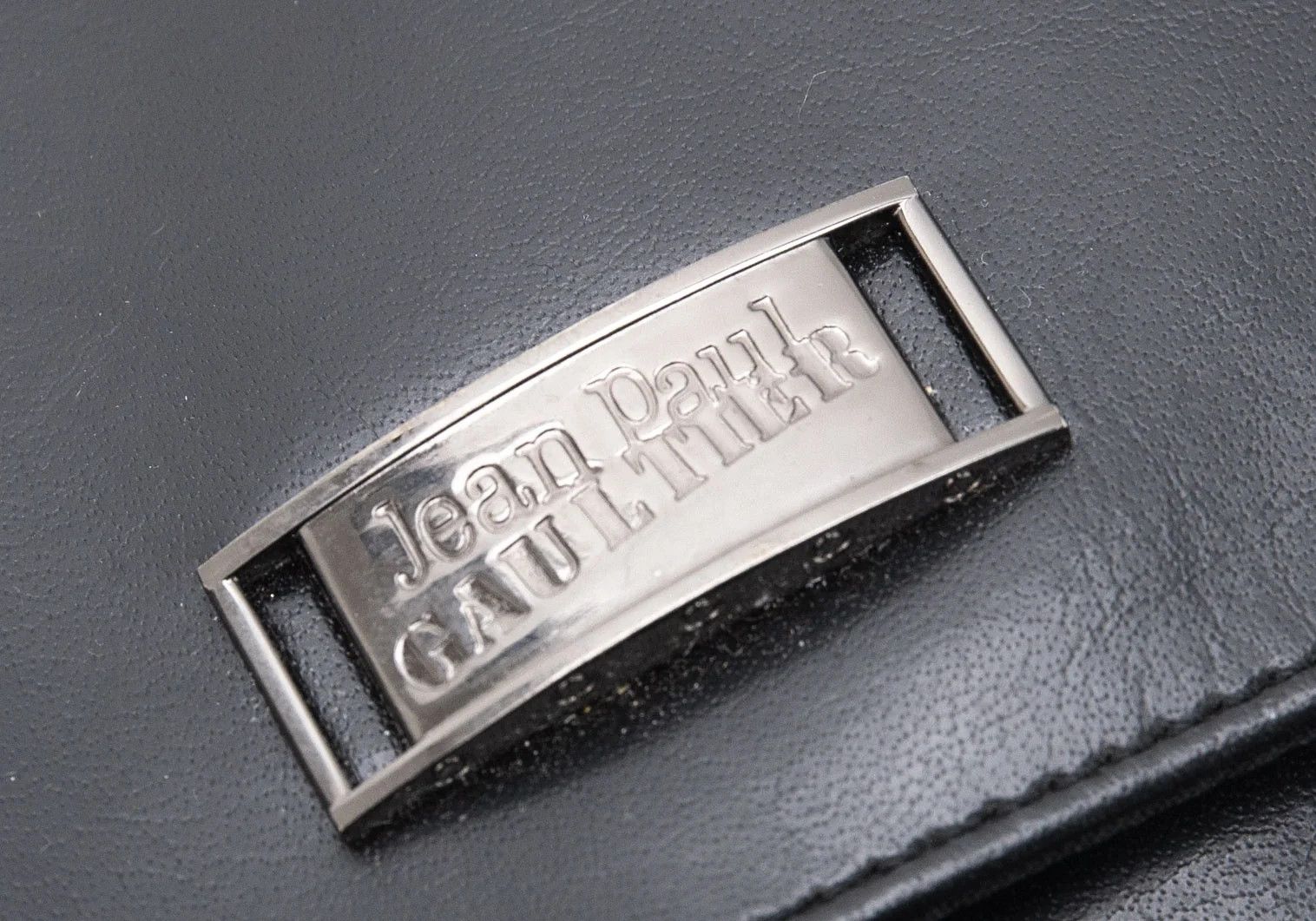 Jean Paul Gaultier Faux Leather Metal Plate Shoulder Bag in Black Size ONE SIZE - 8 Thumbnail