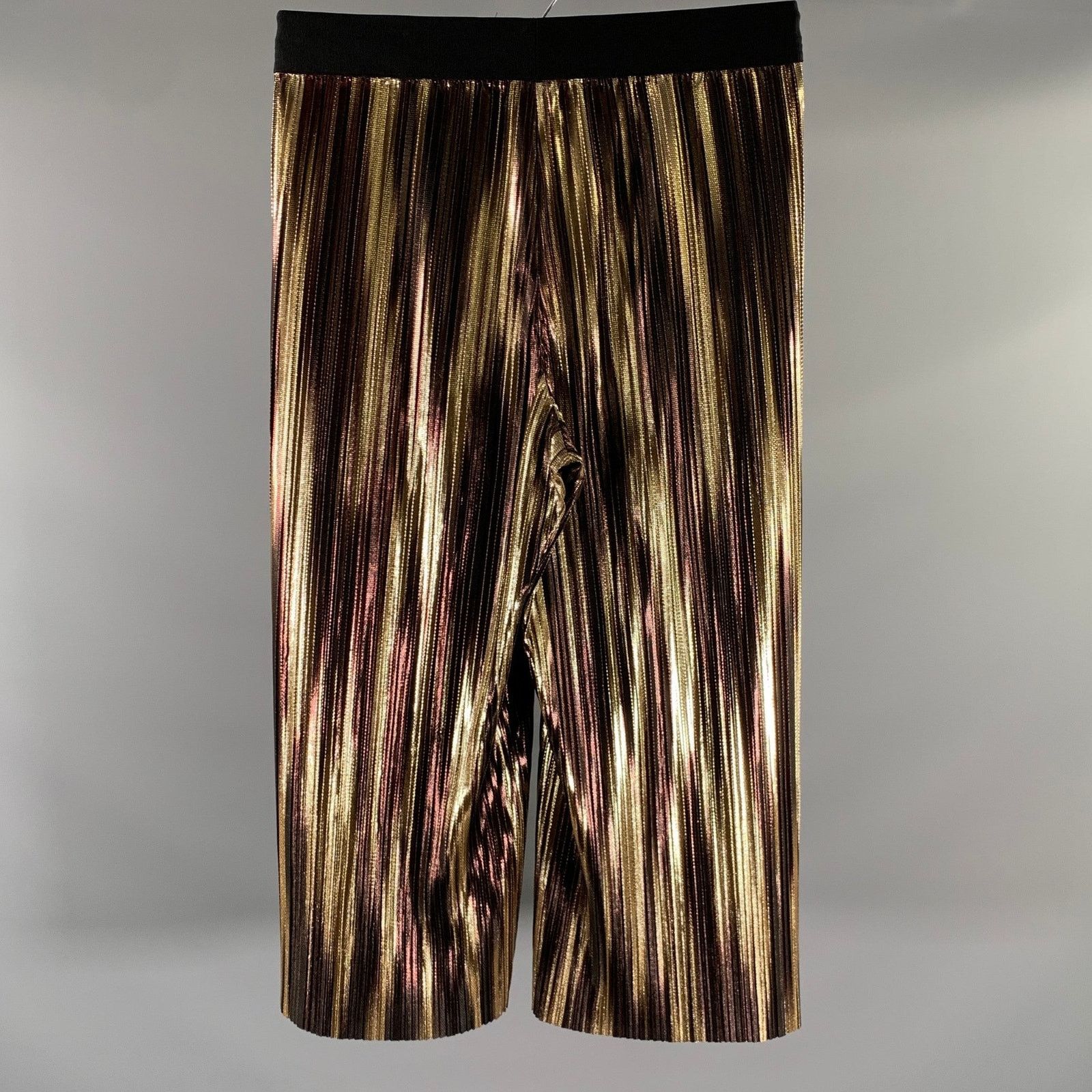 Alice + Olivia ALICE + OLIVIA Size 34 Black Gold & Burgundy Shimmery Pants Size 34" / US 12 / IT 48 - 2 Thumbnail