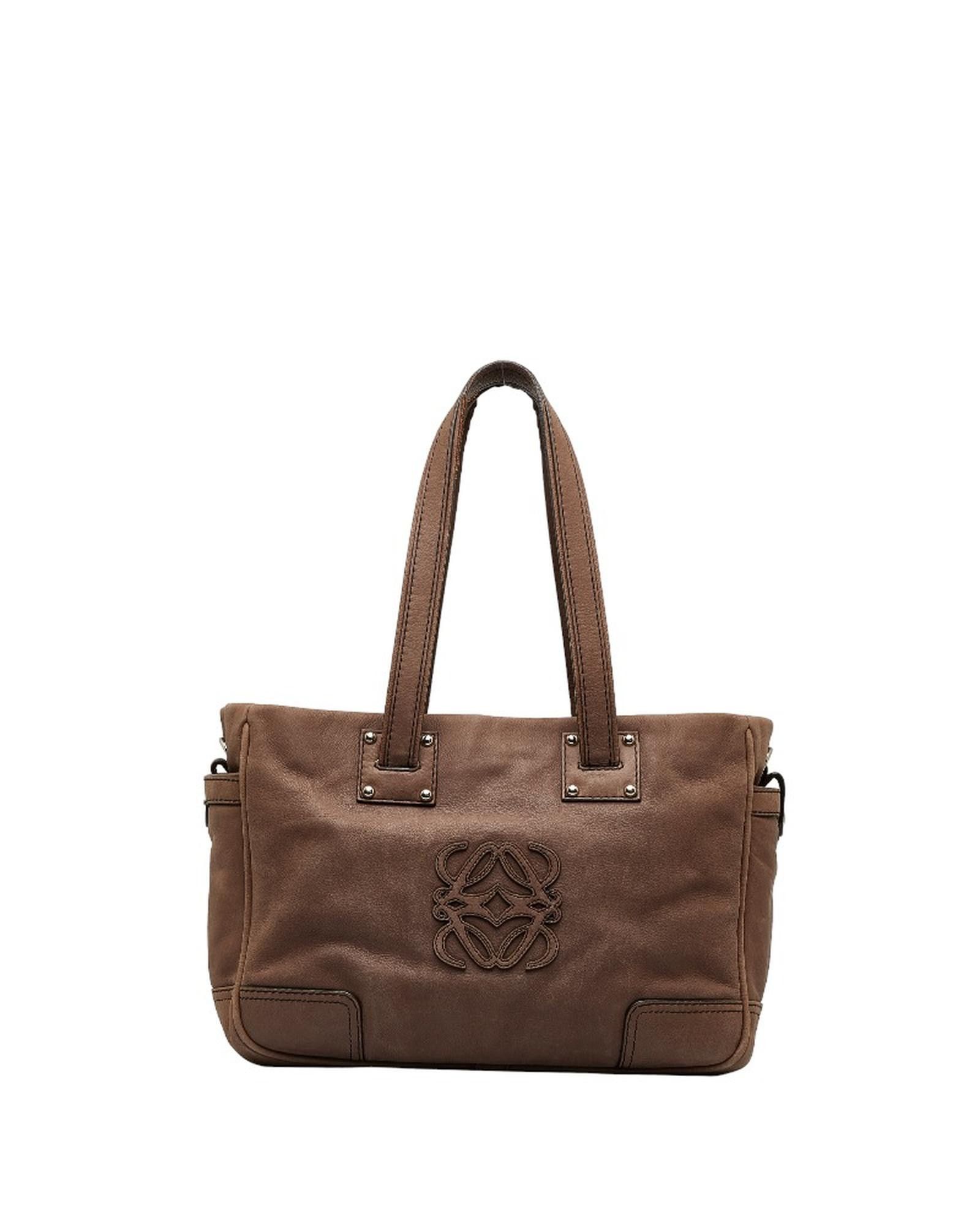 image of Loewe Brown Leather Tote Bag With Anagram Logo, Women's