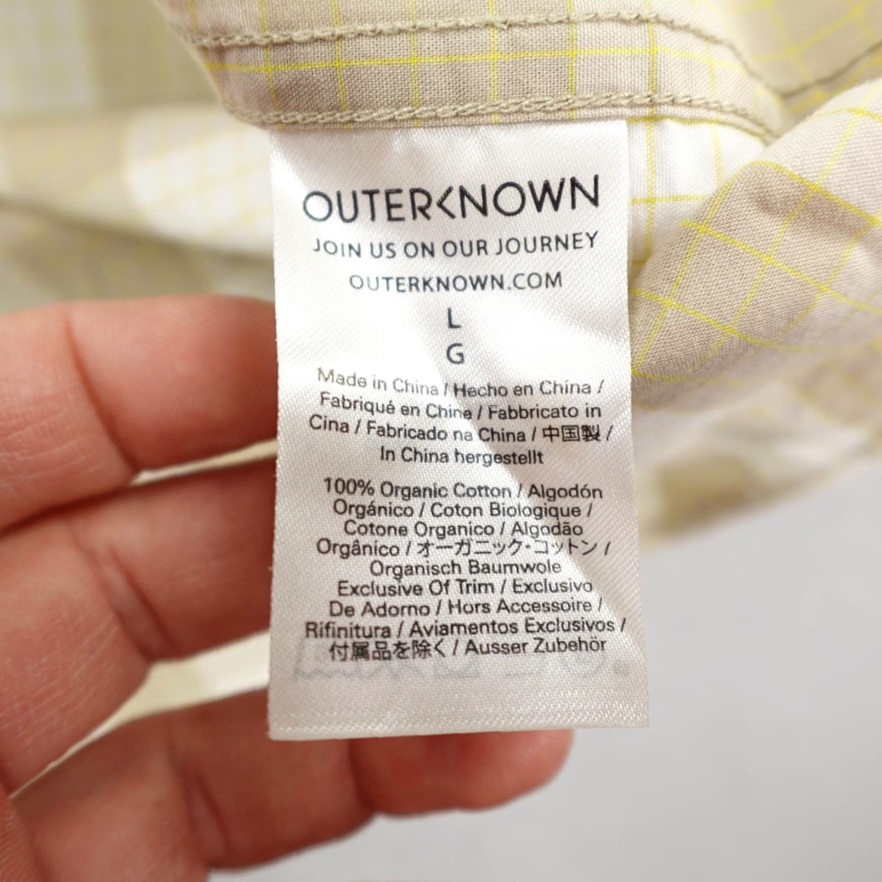 Outerknown Outerknown Shirt Mens Large Beige Plaid Button Down Short Sleeve Organic Cotton Size US L / EU 52-54 / 3 - 6 Thumbnail