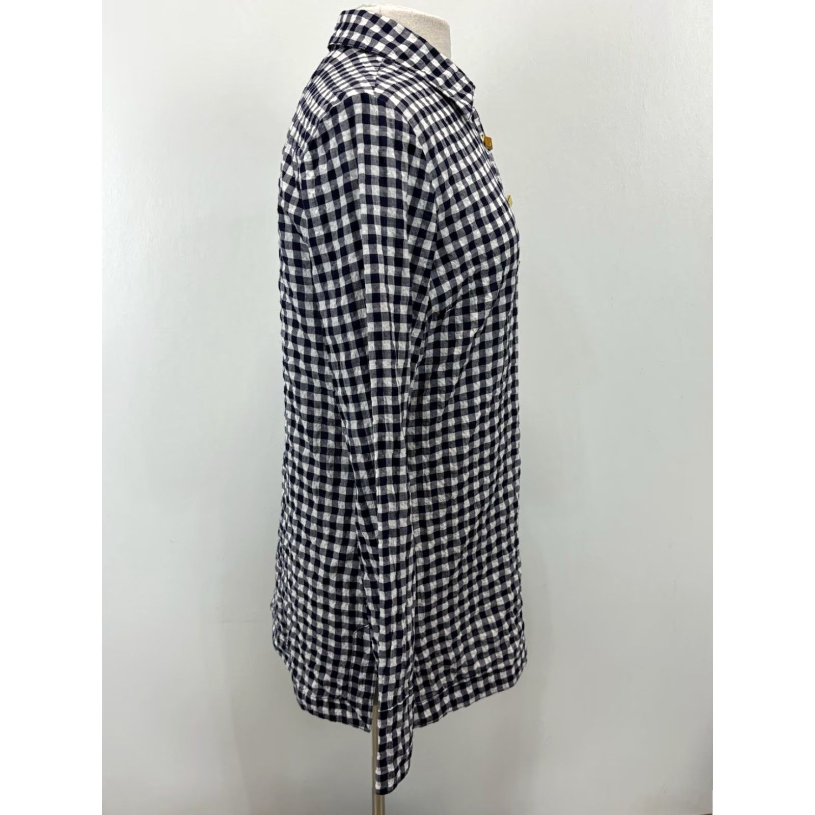 Tory Burch VINTAGE Tory Burch Gingham Shirt Tunic Women’s Size 10 Navy White Check Popover Blouse Womens Size L / US 10 / IT 46 - 4 Thumbnail