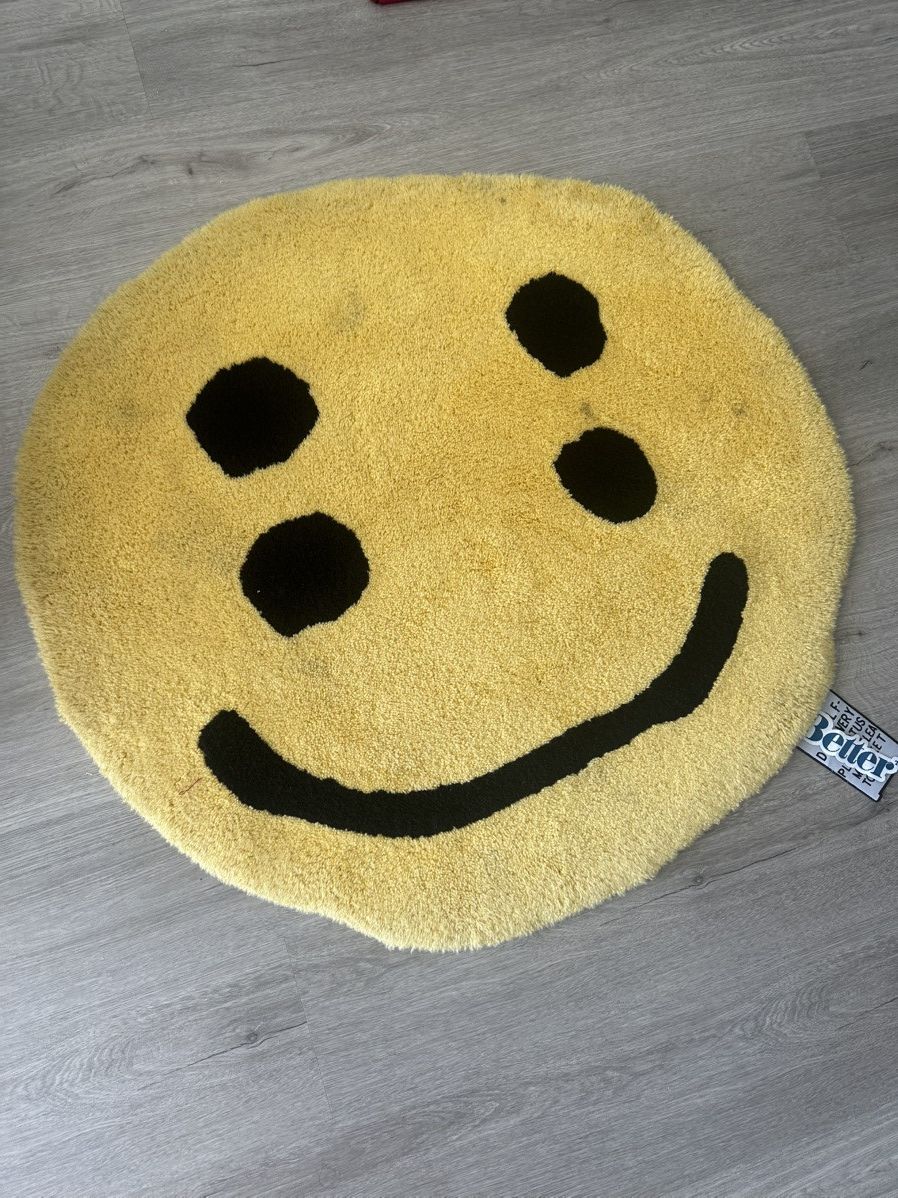 Pre-owned Cactus Plant Flea Market Cpfm Smiley Face Rug In Yellow