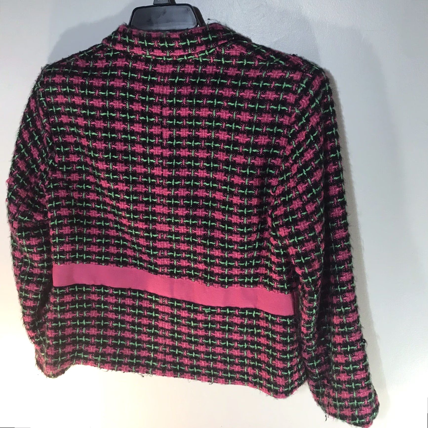 Vintage VINTAGE Silkland Dress Jacket Womens Size L Plaid Tweed Silk Blend Long Sleeve Fall Spring Winter Breathable Black Pink Green Size L / US 10 / IT 46 - 2 Thumbnail