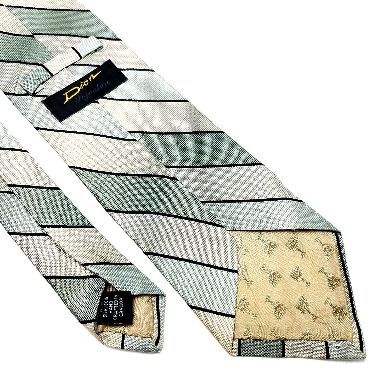 Dior Dior Signature Silk Tie Green Woven Striped Short Wide Size ONE SIZE - 6 Thumbnail