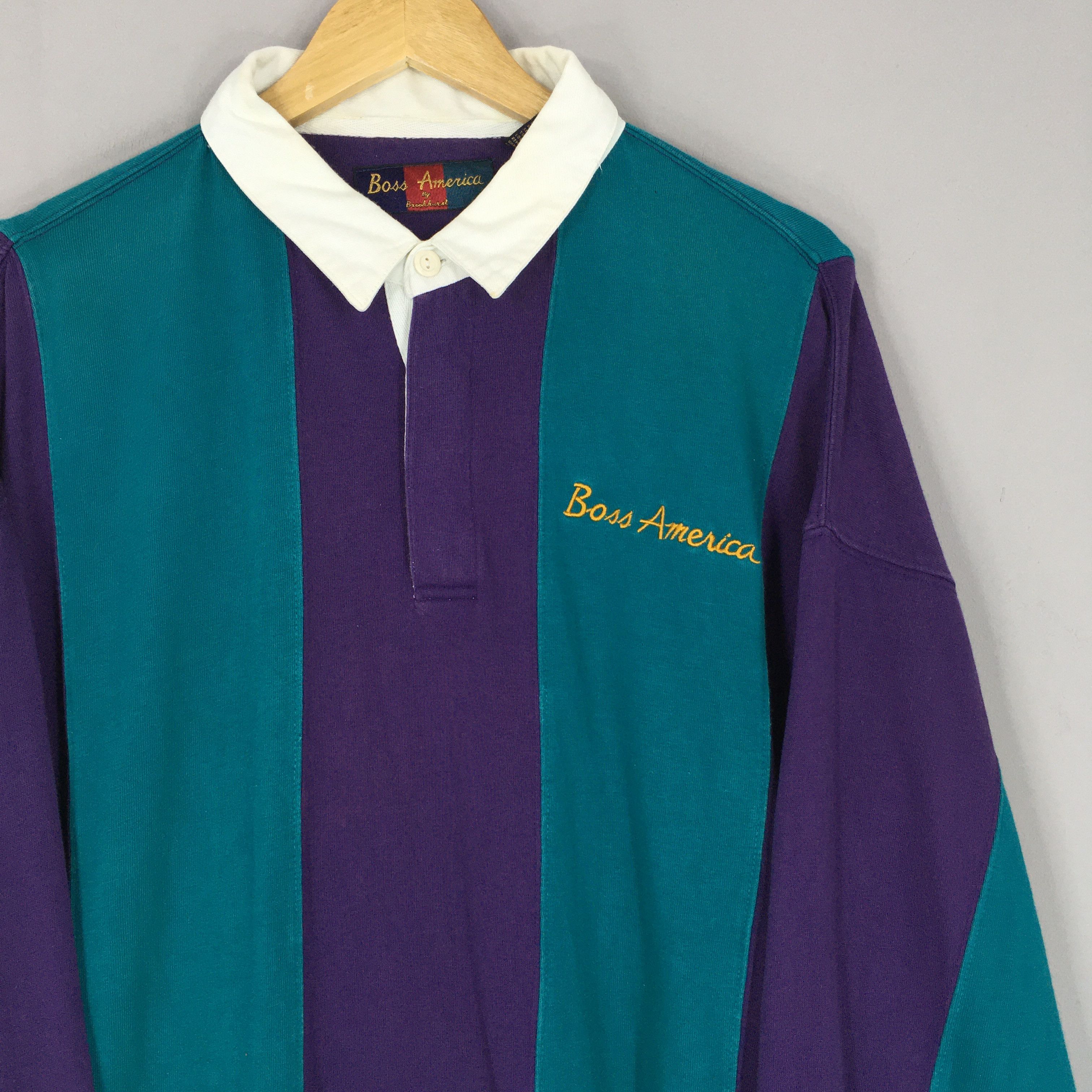 Hugo Boss Vintage Boss America Vertical Striped Rugby Shirt XLarge Size US XL / EU 56 / 4 - 2 Thumbnail