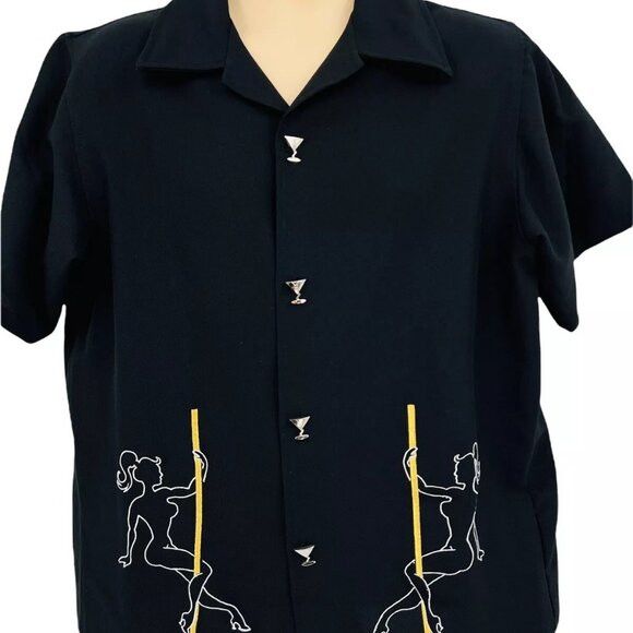 Other Casino Wear All Stars Black Shirt With Pole Dancer Applique Size US XXL / EU 58 / 5 - 5 Thumbnail
