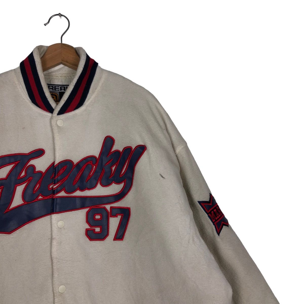 Japanese Brand 🔥90’s Vintage Varsity Jacket Freaky Spell Out Big Logo Size US XL / EU 56 / 4 - 6 Thumbnail