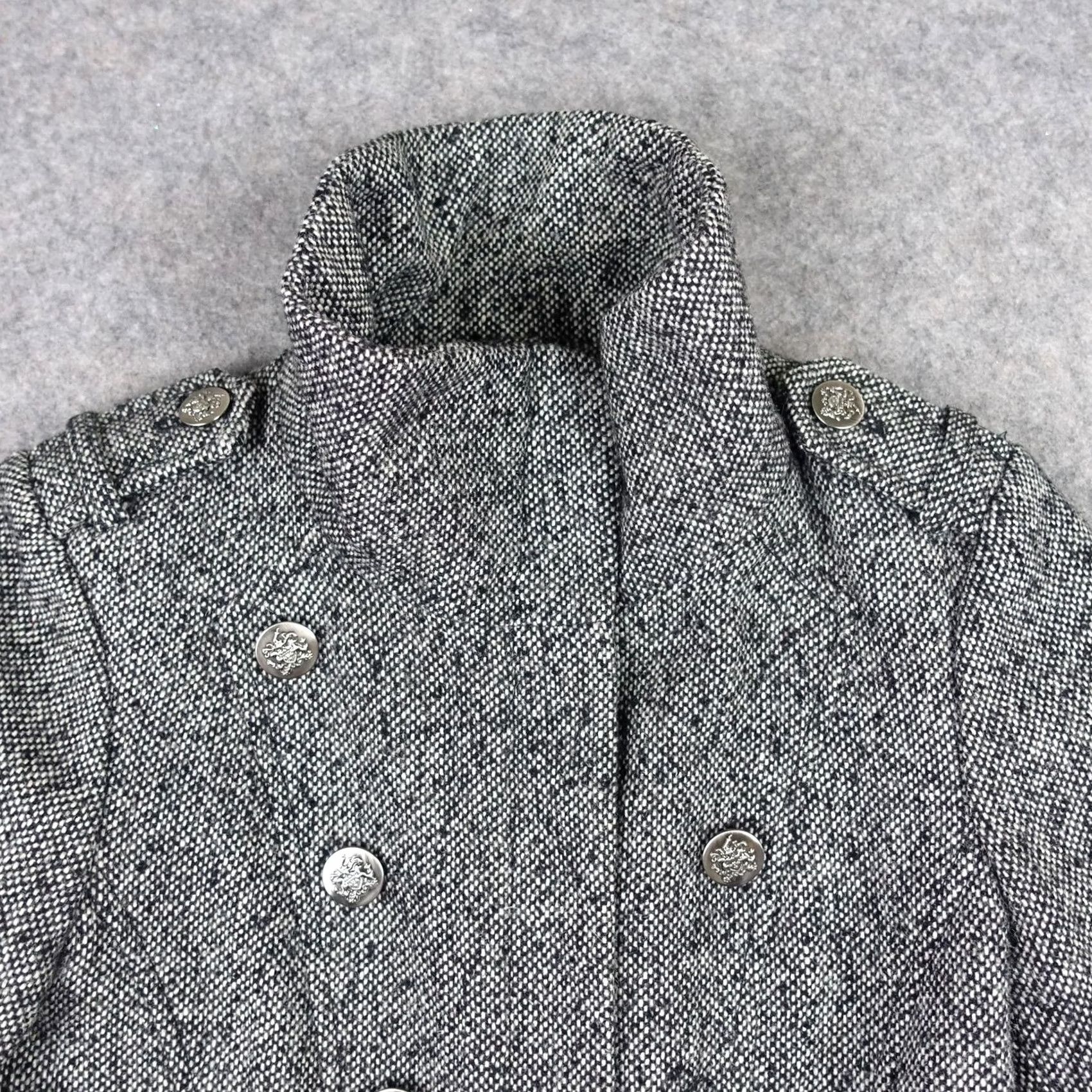 Guess VINTAGE Guess Coat Womens S Gray Wool Tweed Military Double Breasted VTG Y2K Size S / US 4 / IT 40 - 5 Thumbnail