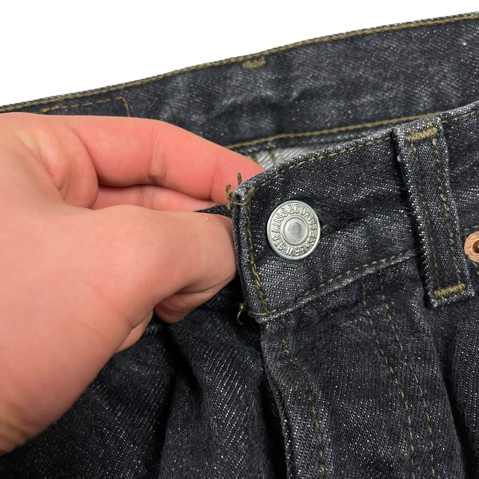 Levi's × Vintage Levi's 501 Men's Gray Cotton Denim Straight Leg Jeans 30x34 Size US 30 / EU 46 - 4 Thumbnail