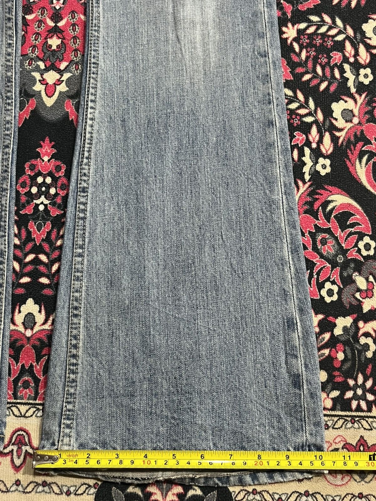 If Six Was Nine Vintage Villand Double Waist Blue Washed Distress Flare Jean Size US 32 / EU 48 - 13 Thumbnail