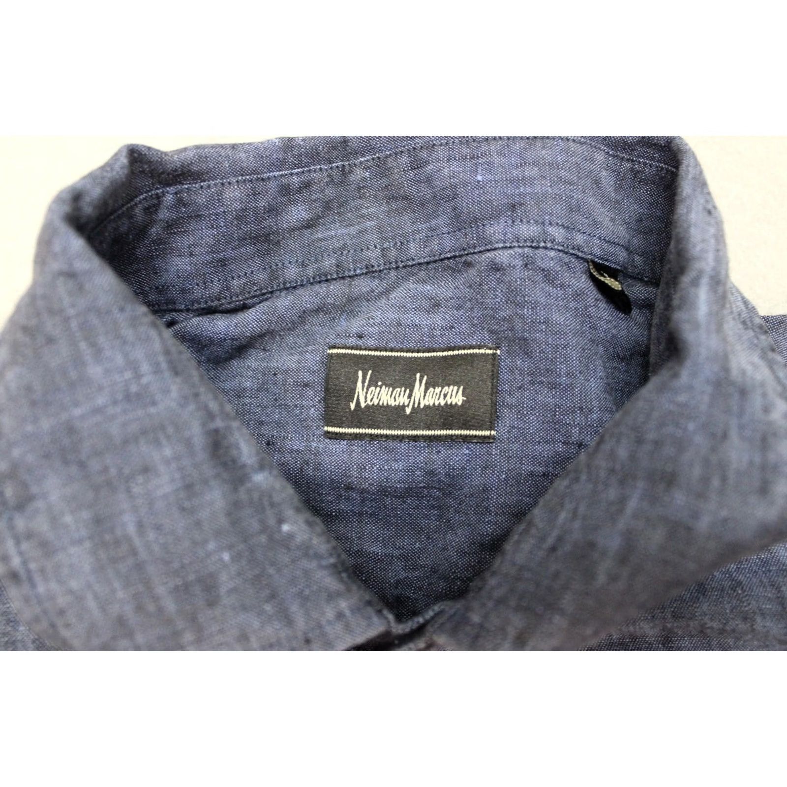 Neiman Marcus Neiman Marcus Mens XL Blue Linen Button Up Shirt - Classic Casual Lightweight Size US XL / EU 56 / 4 - 2 Thumbnail