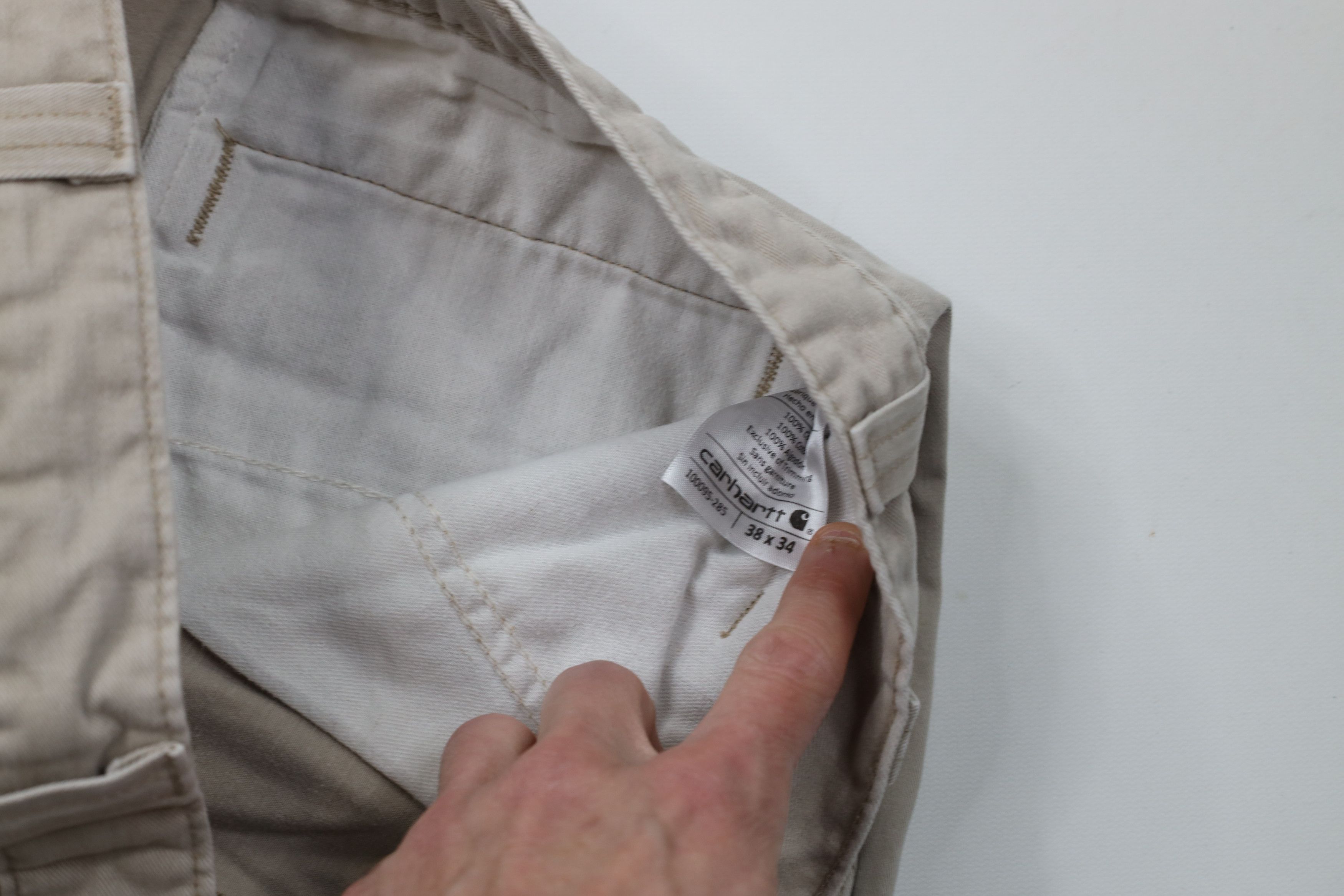 Carhartt Vintage Y2K Carhartt Wide Leg Dungaree Pants Beige Cotton Size US 38 / EU 54 - 9 Thumbnail