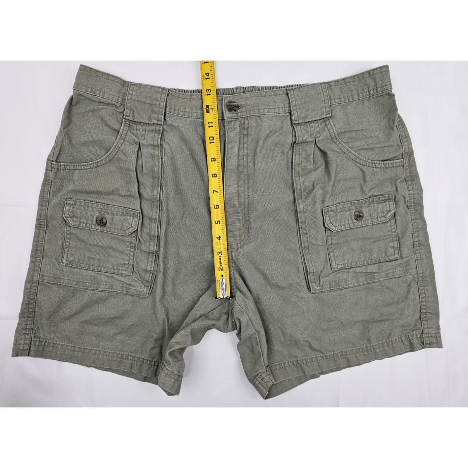 Olive RedHead Olive Green Carpent­er Shorts Men 42 7" Inseam Stretch Cargo Pocket Durable EUC Size US 42 / EU 58 - 4 Thumbnail