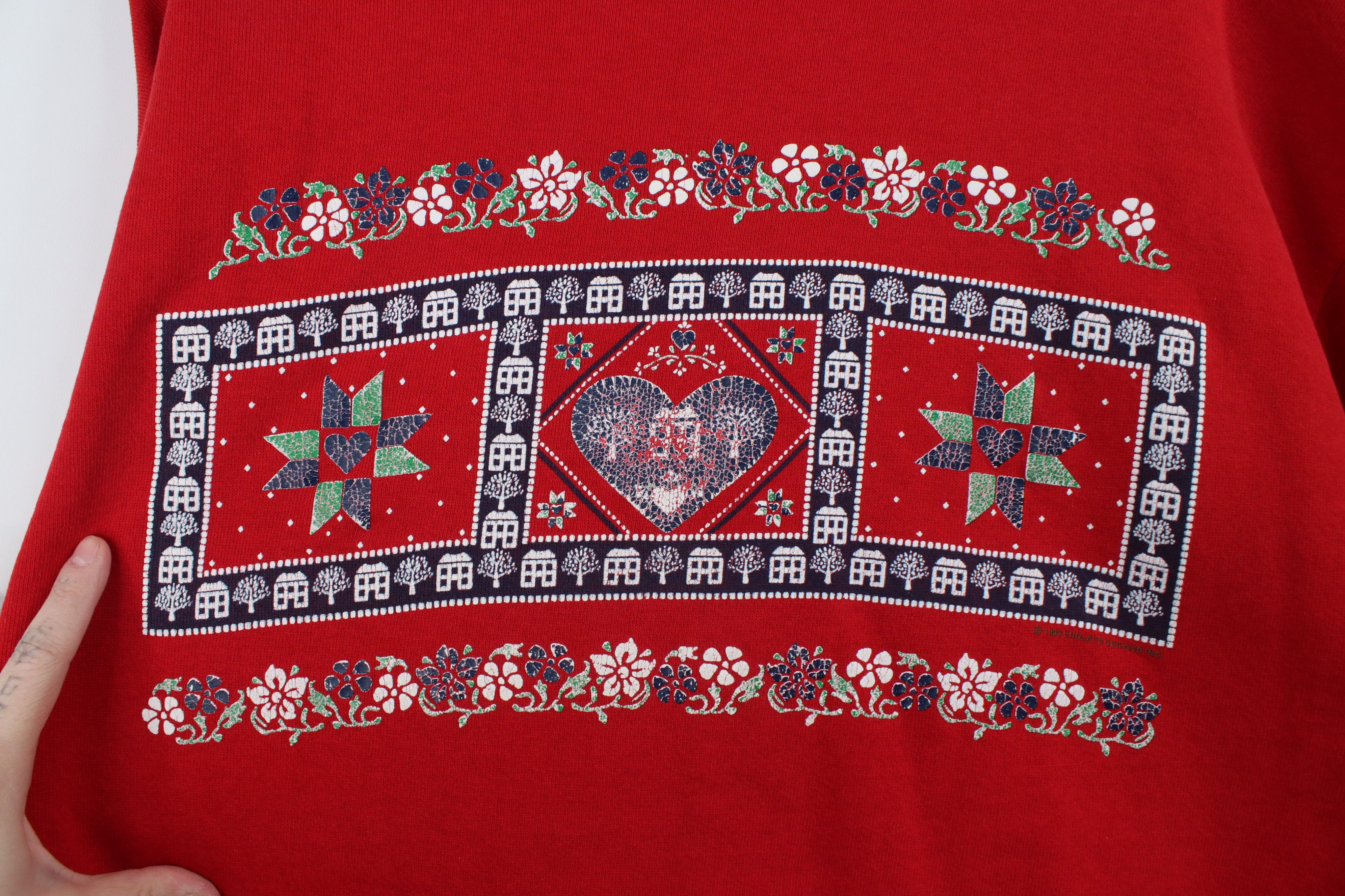 Vintage Vintage 90s Country Farmhouse Quilt Heart Sweatshirt USA Size L / US 10 / IT 46 - 4 Thumbnail