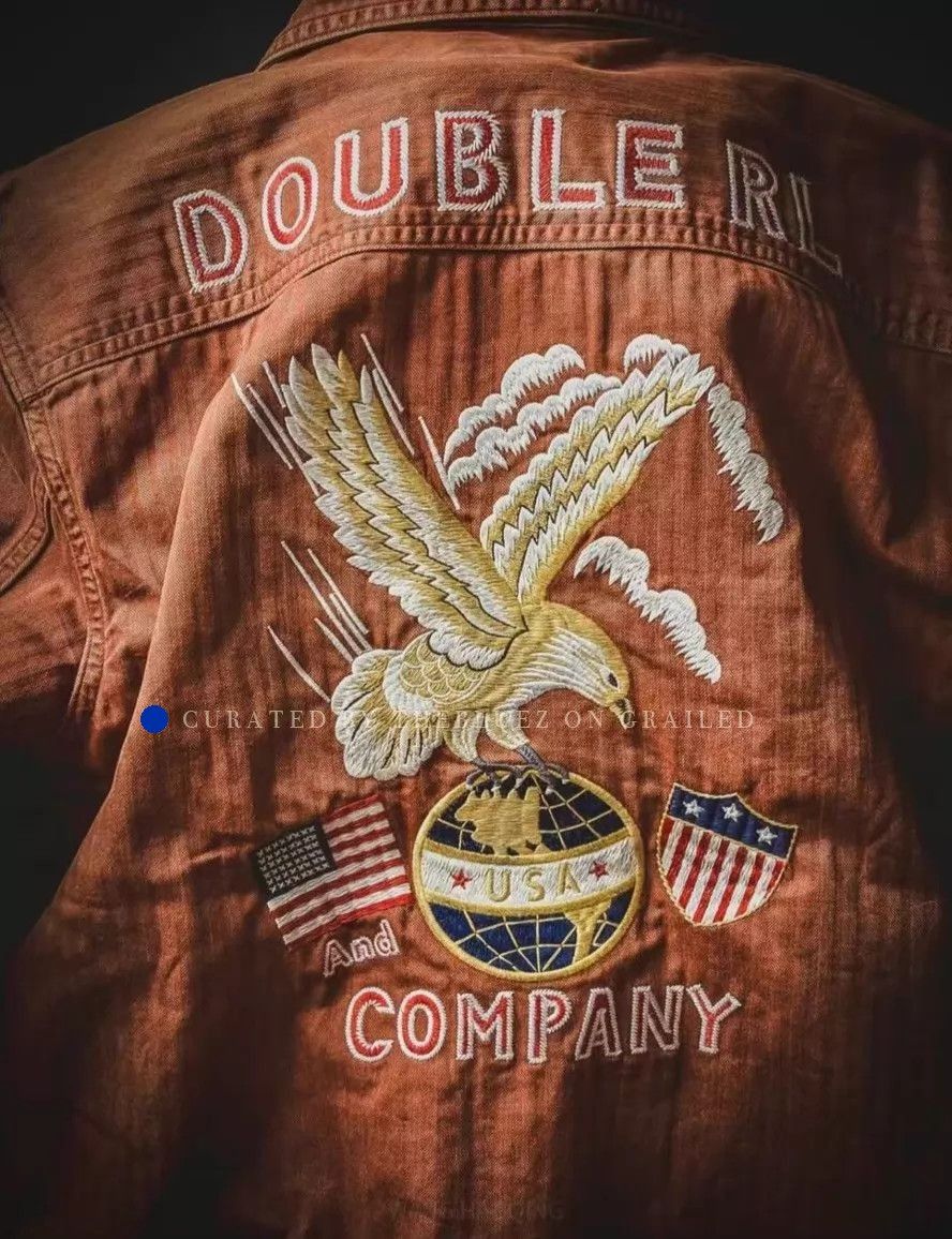 RRL Ralph Lauren Distressed Brown Embroidered Jacket Size US S / EU 44-46 / 1 - 1 Thumbnail