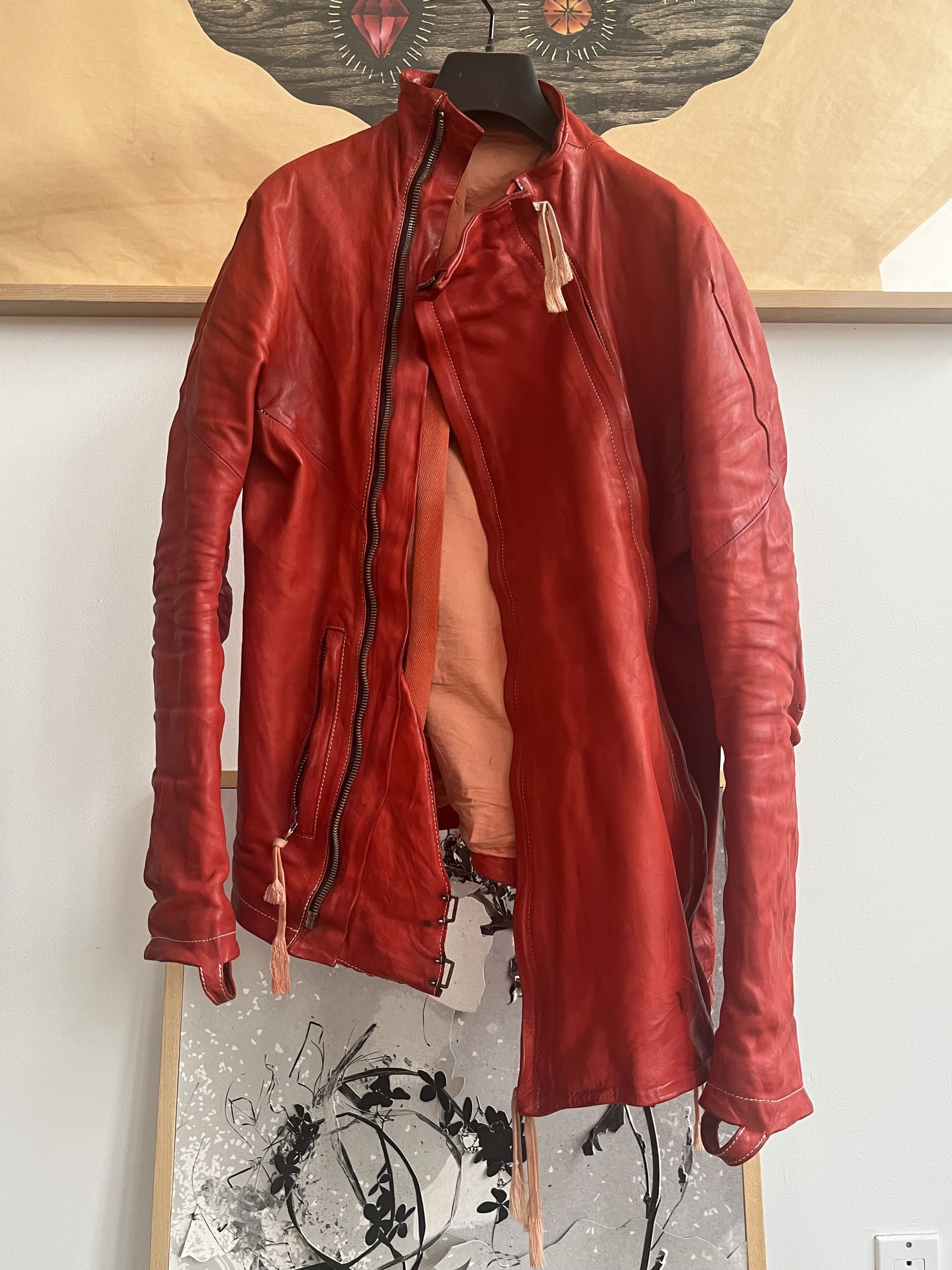 Boris Bidjan Saberi Red Horse J4 F235 Leather Jacket Size US L / EU 52-54 / 3 - 3 Thumbnail