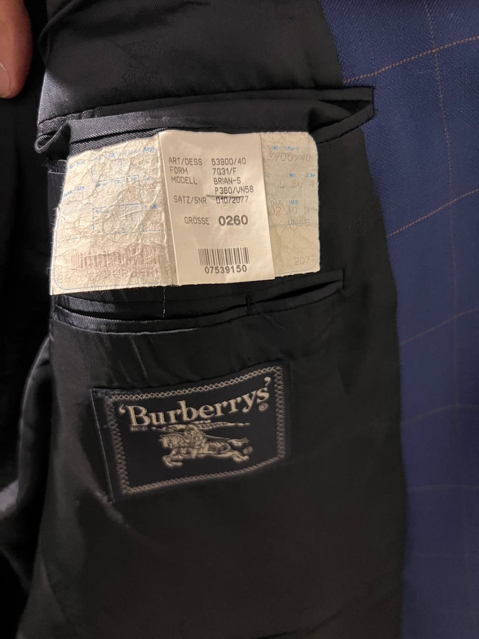 Burberry Burberrys’ Blue Checked Blazer / Suit Jacket L/50 Size 50L - 3 Thumbnail