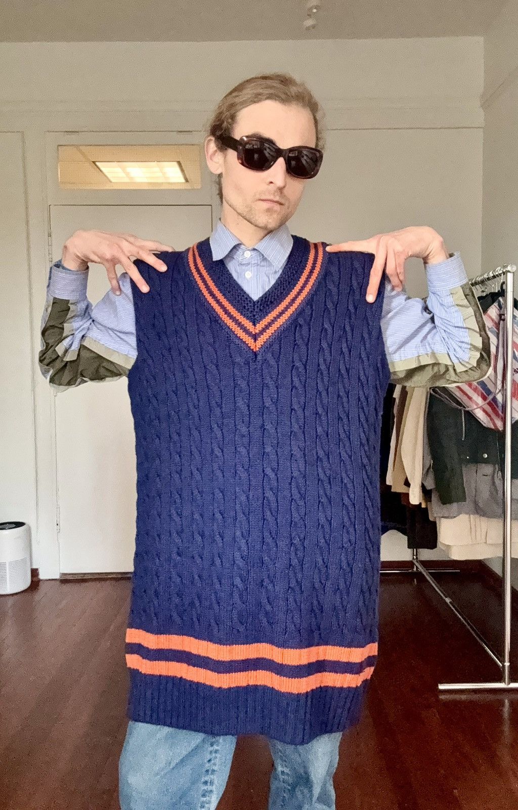 Maison Margiela MARGIELA AW17 Oversized Cable Knit Sweater Vest Size US L / EU 52-54 / 3 - 5 Thumbnail