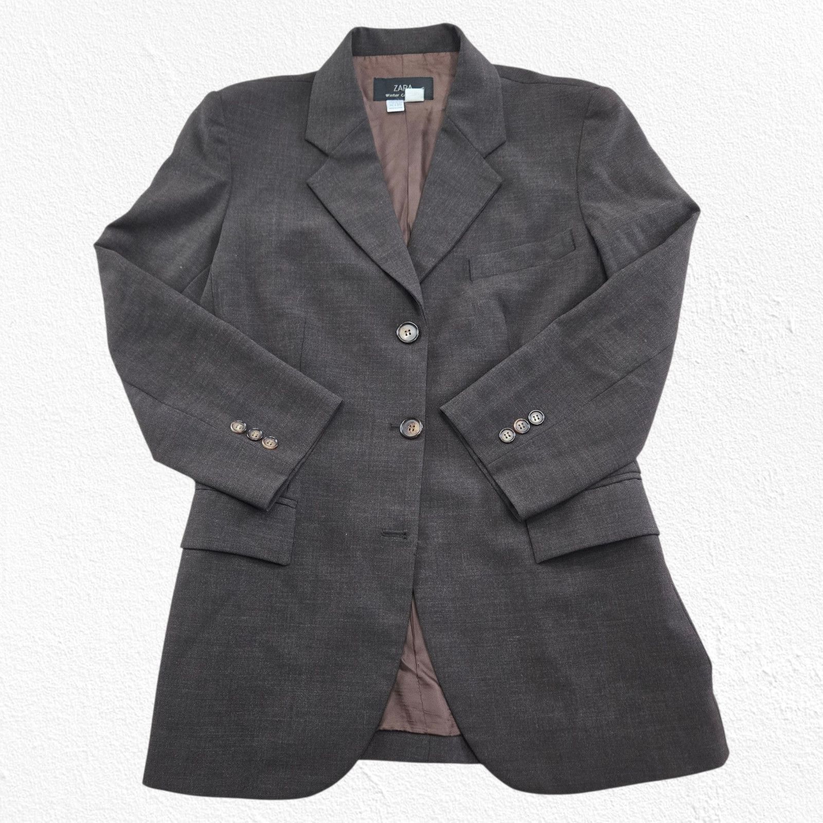 Zara Vintage Zara Brown Single Breasted Wool Blend Blazer Size 6 Size M / US 6-8 / IT 42-44 - 2 Thumbnail