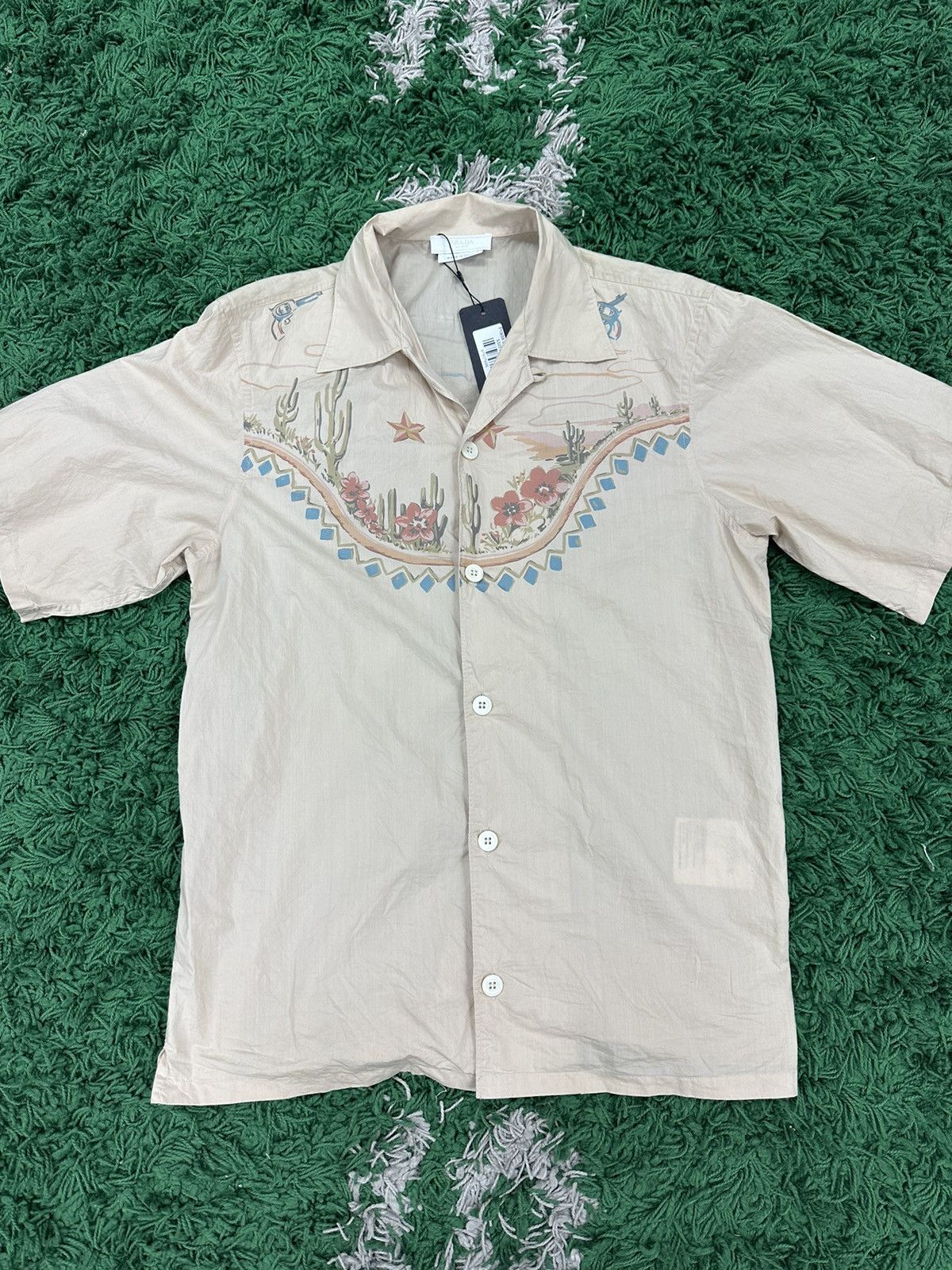 image of Prada Button Up Small in Tan, Men's